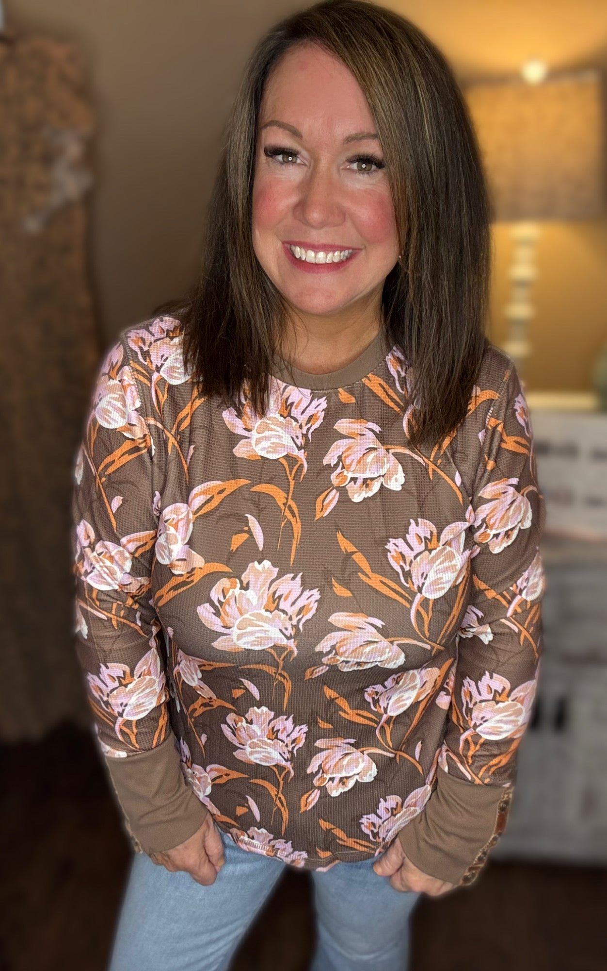 Floral Waffle Knit Top