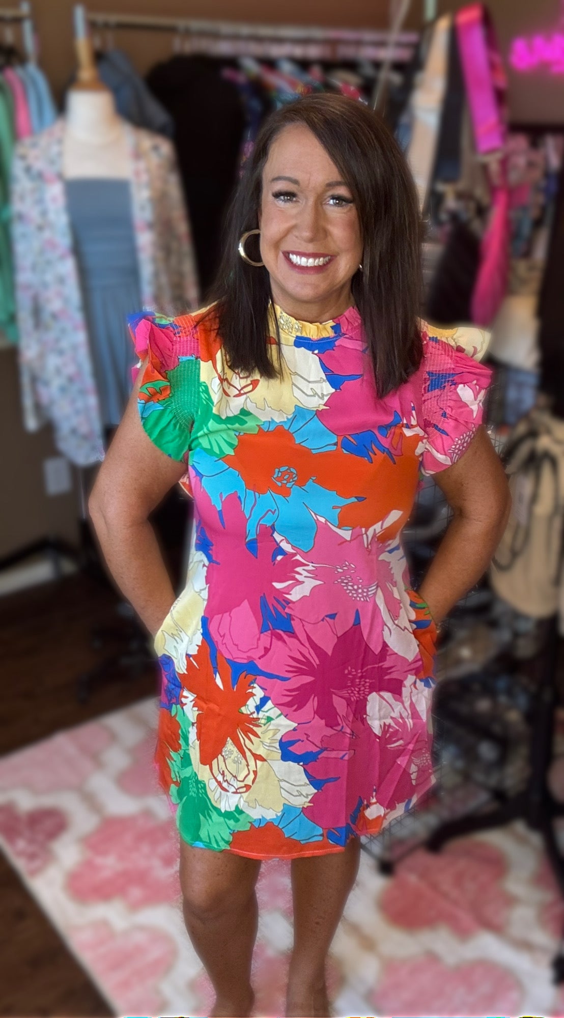 Floral Flutter Shift Dress