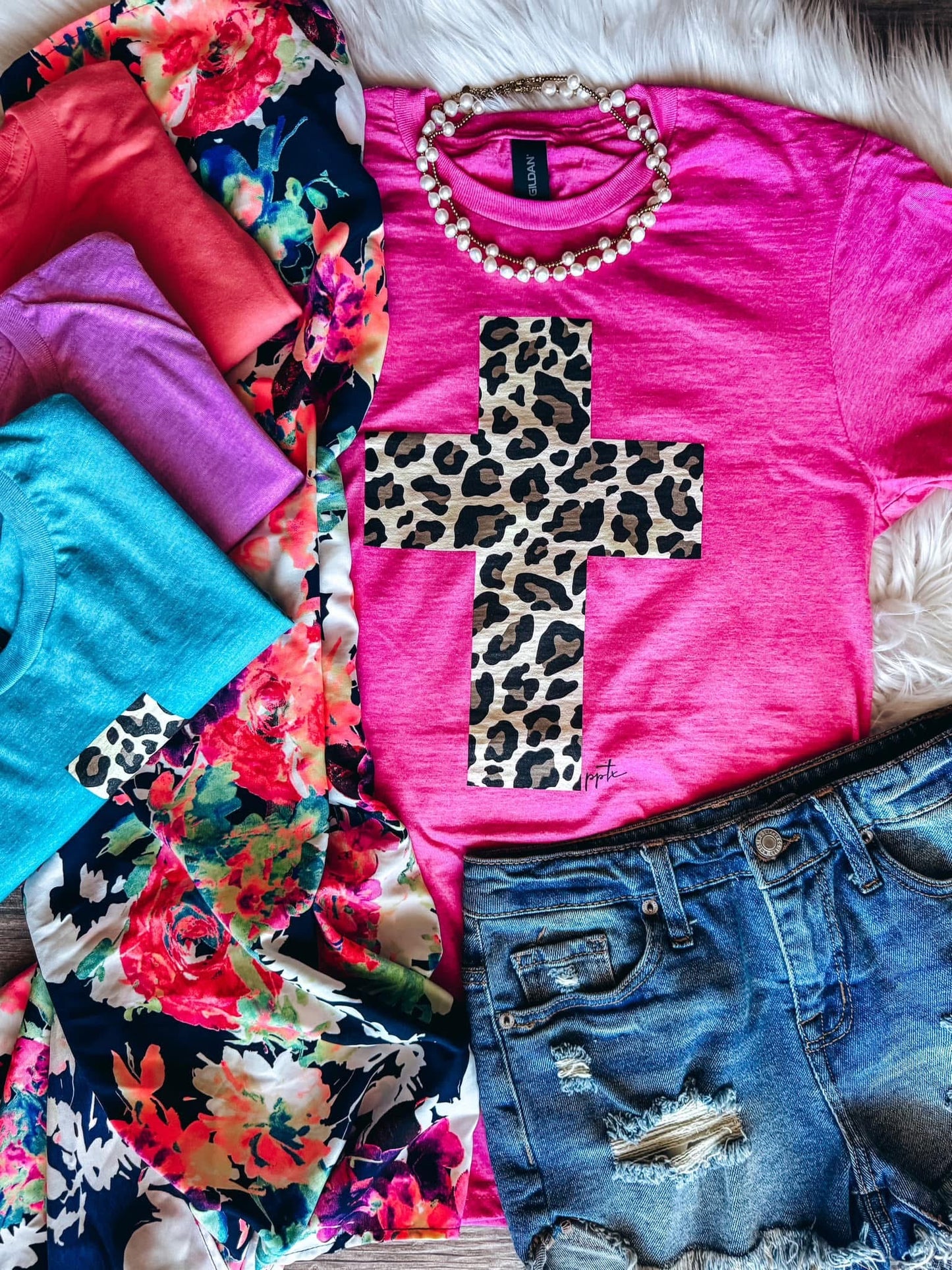 Leopard Cross Tee PREORDER