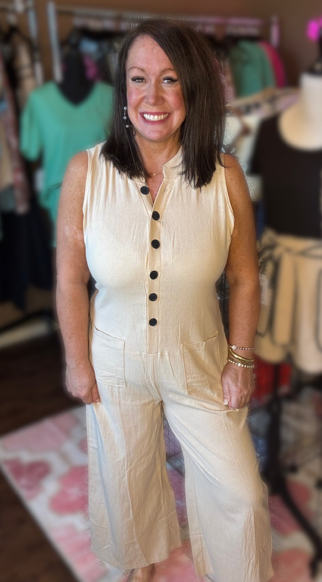 Wide Leg Button Jumpsuit