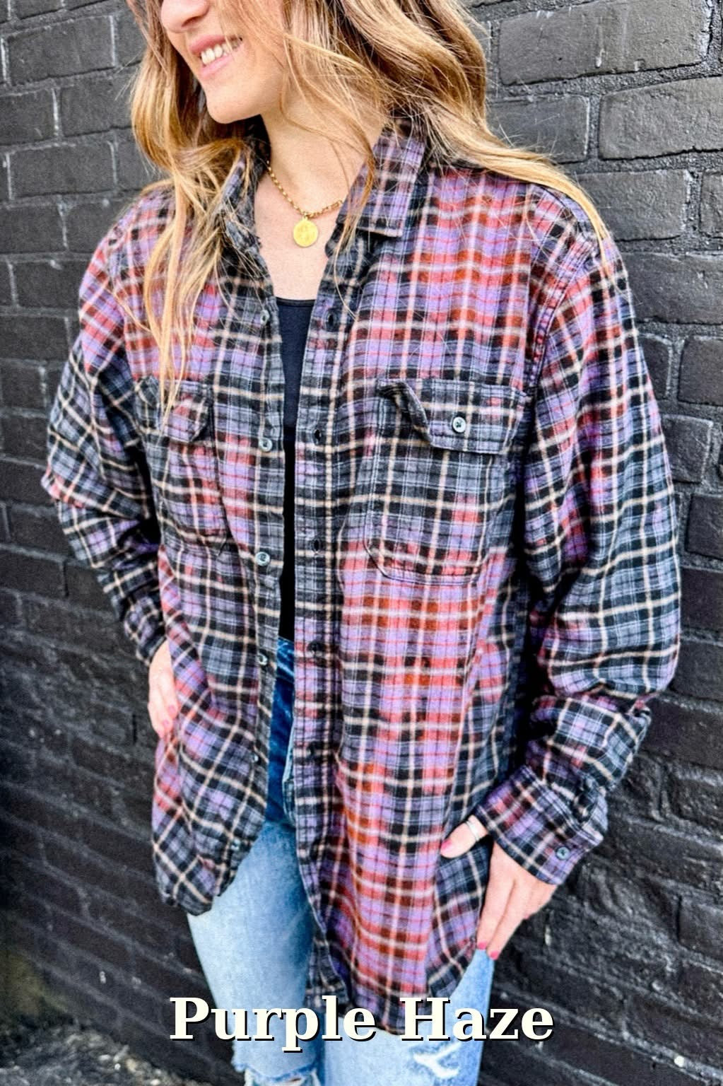 Distressed Flannel Preorder - Purple Haze