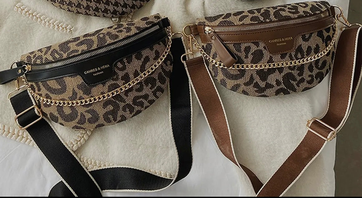 Leopard Crossbody Purse with Chain