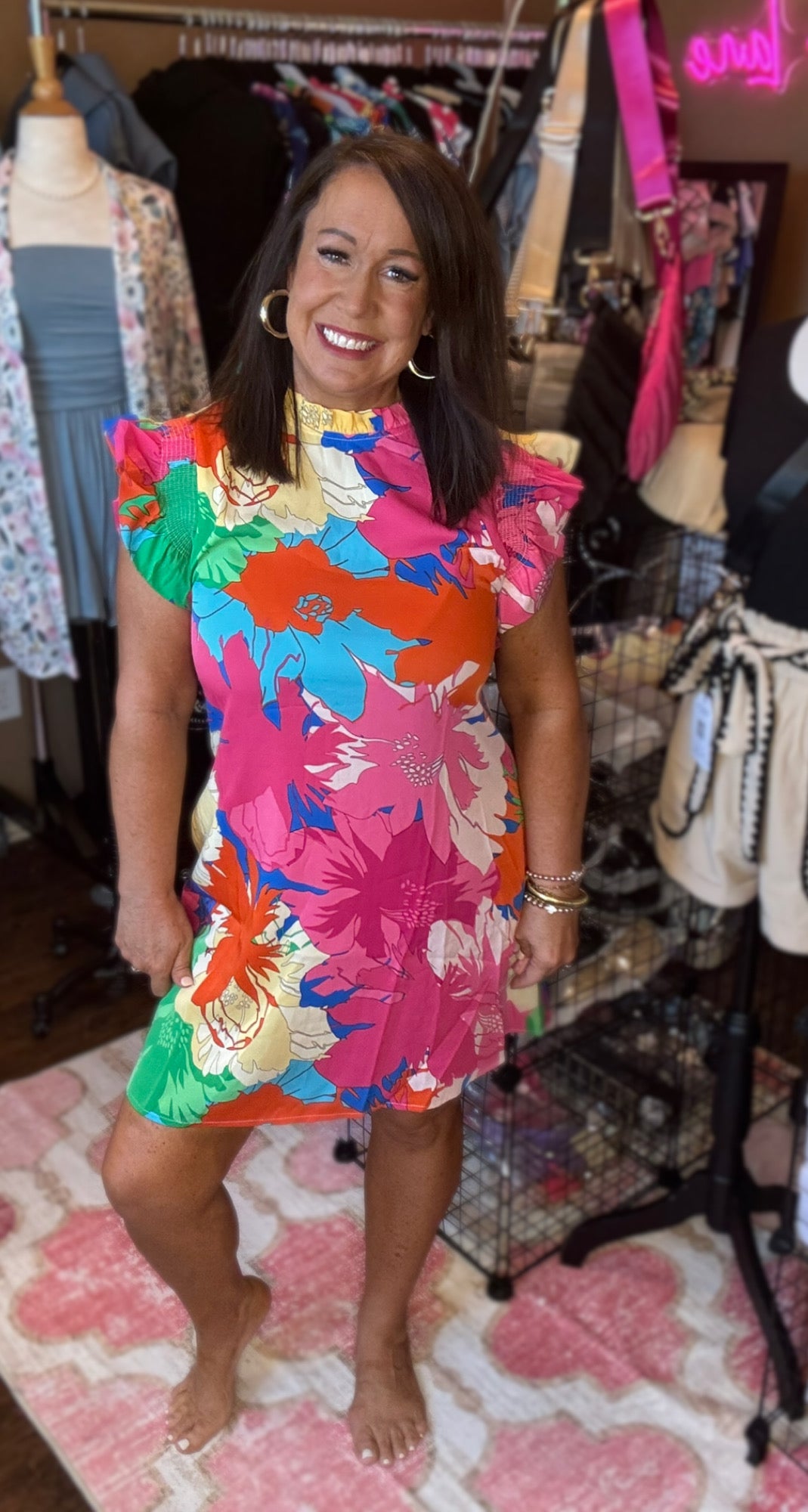 Floral Flutter Shift Dress
