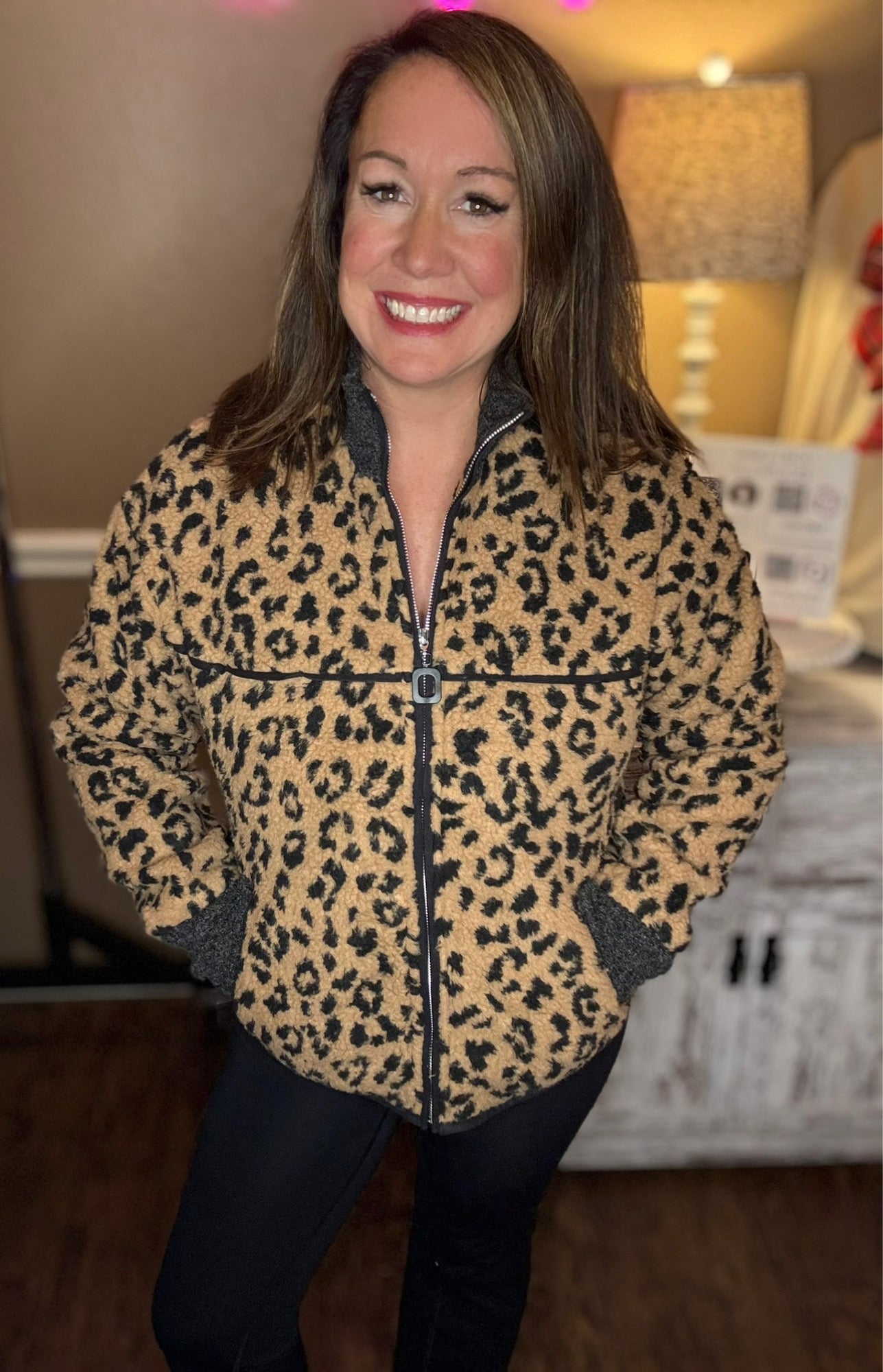 Leopard Sherpa Jacket