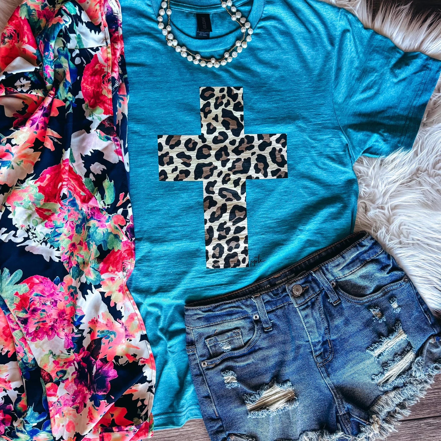 Leopard Cross Tee PREORDER