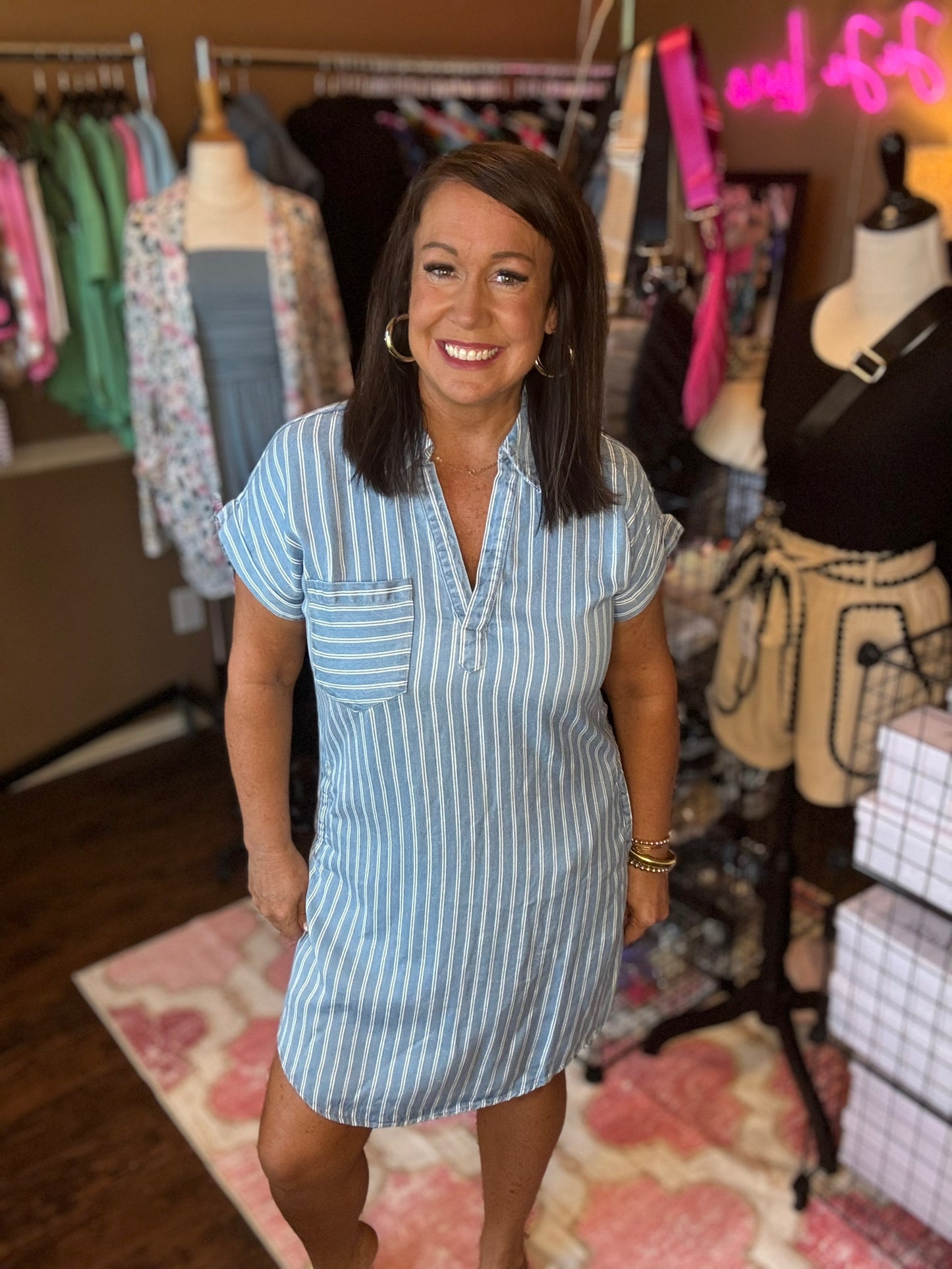Striped Denim Dress