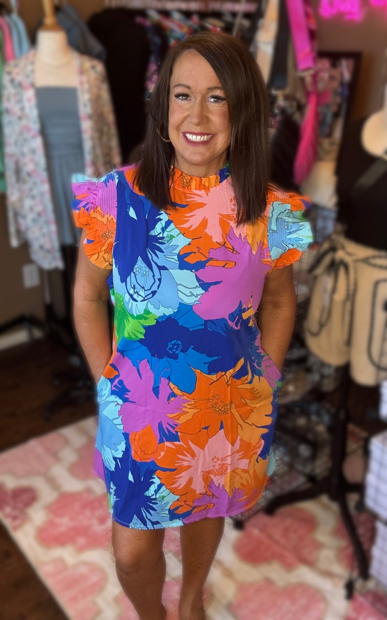 Floral Flutter Shift Dress