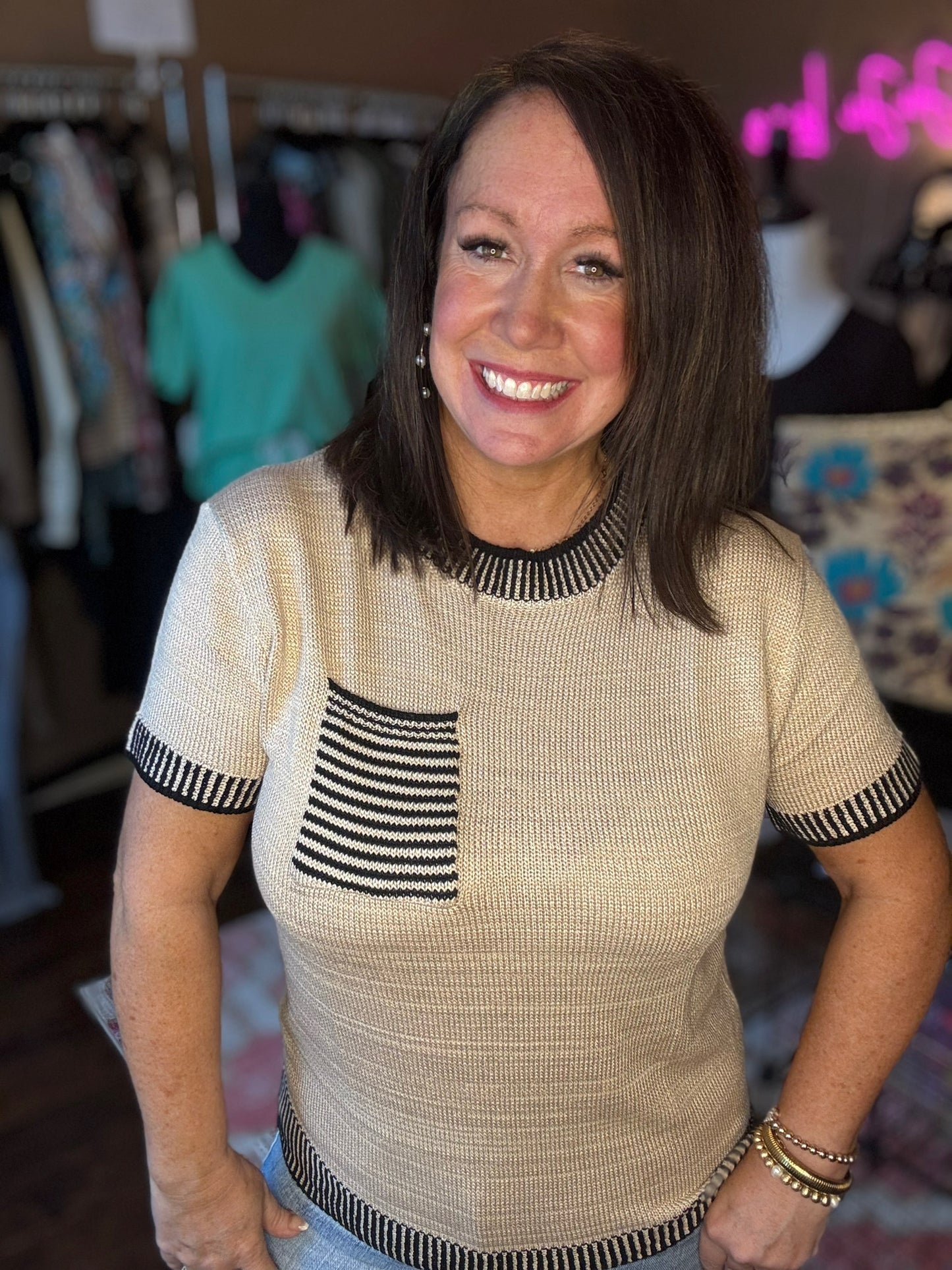 Striped Pocket Sweater
