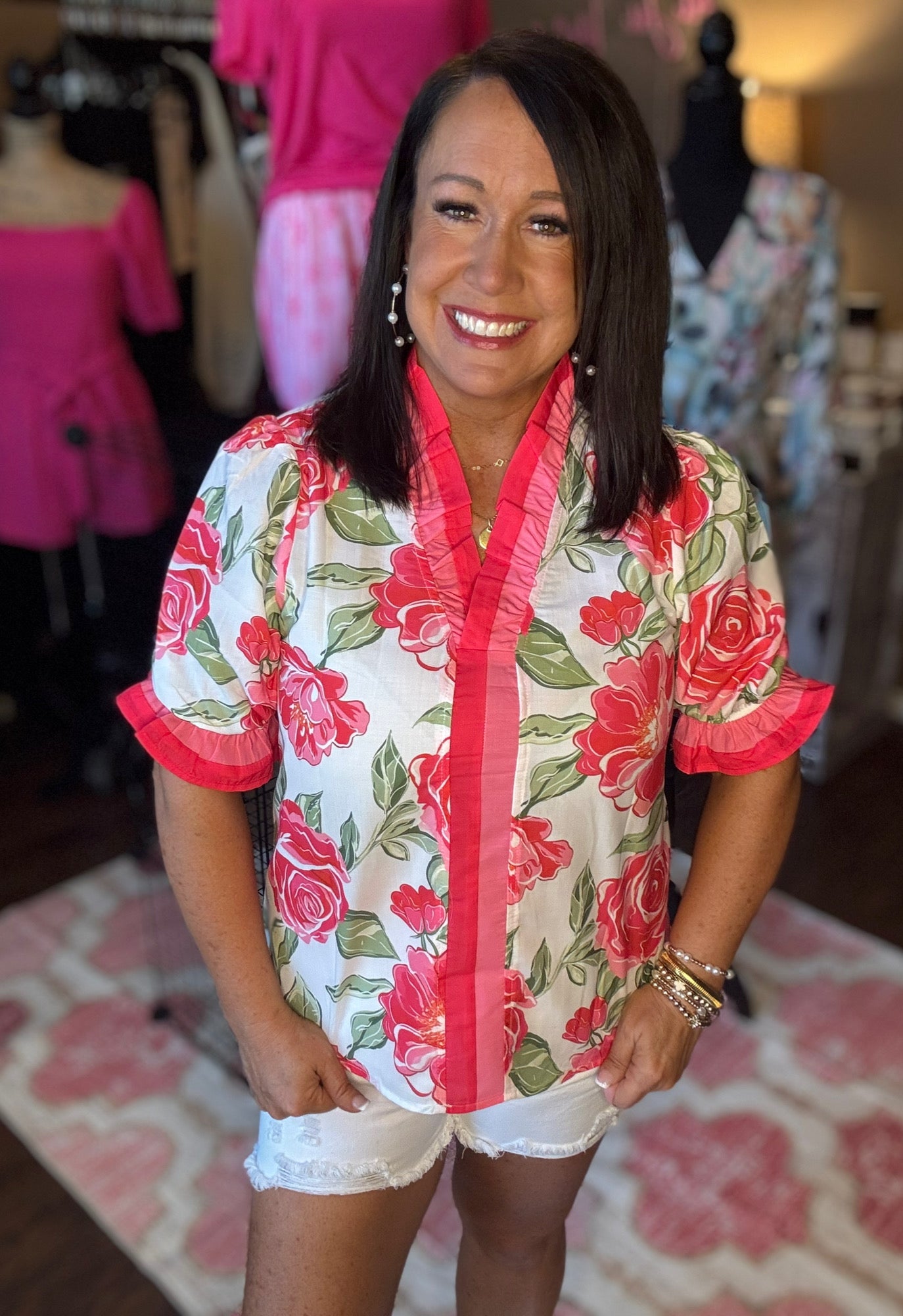 Floral Ruffle Top