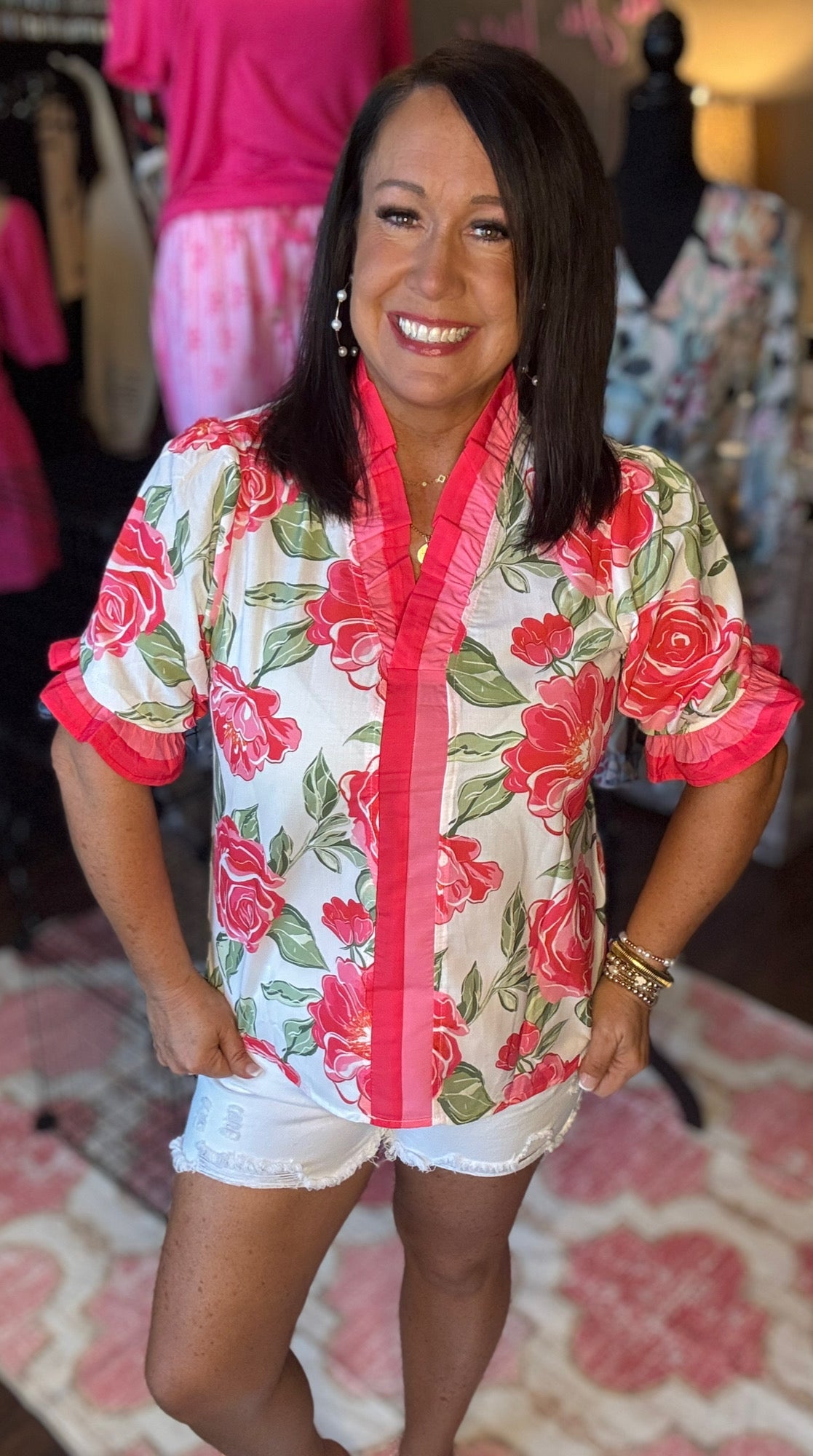 Floral Ruffle Top