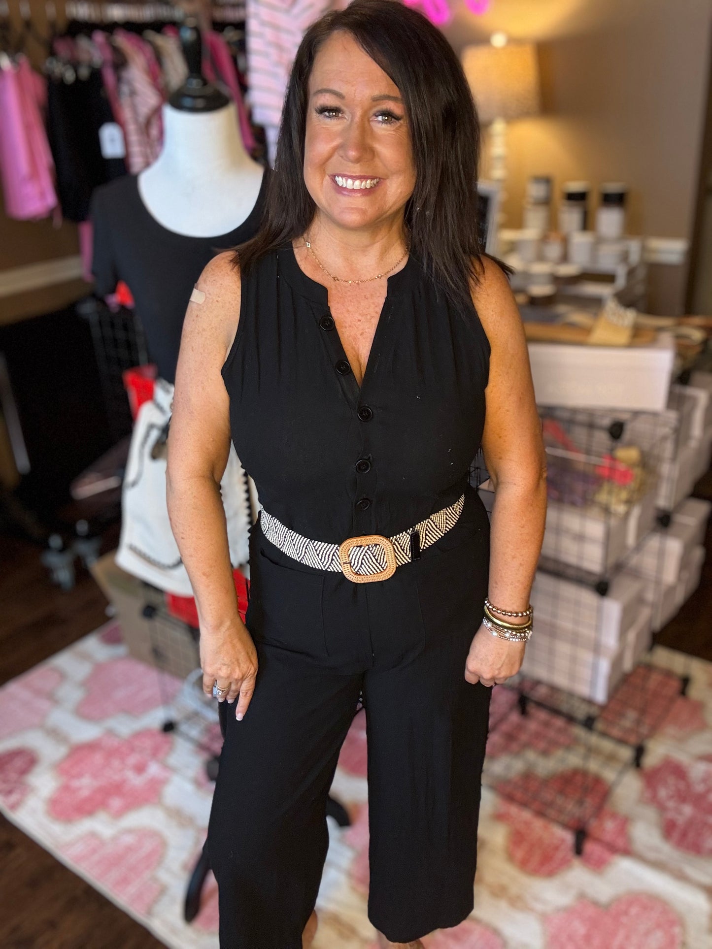 Wide Leg Button Jumpsuit