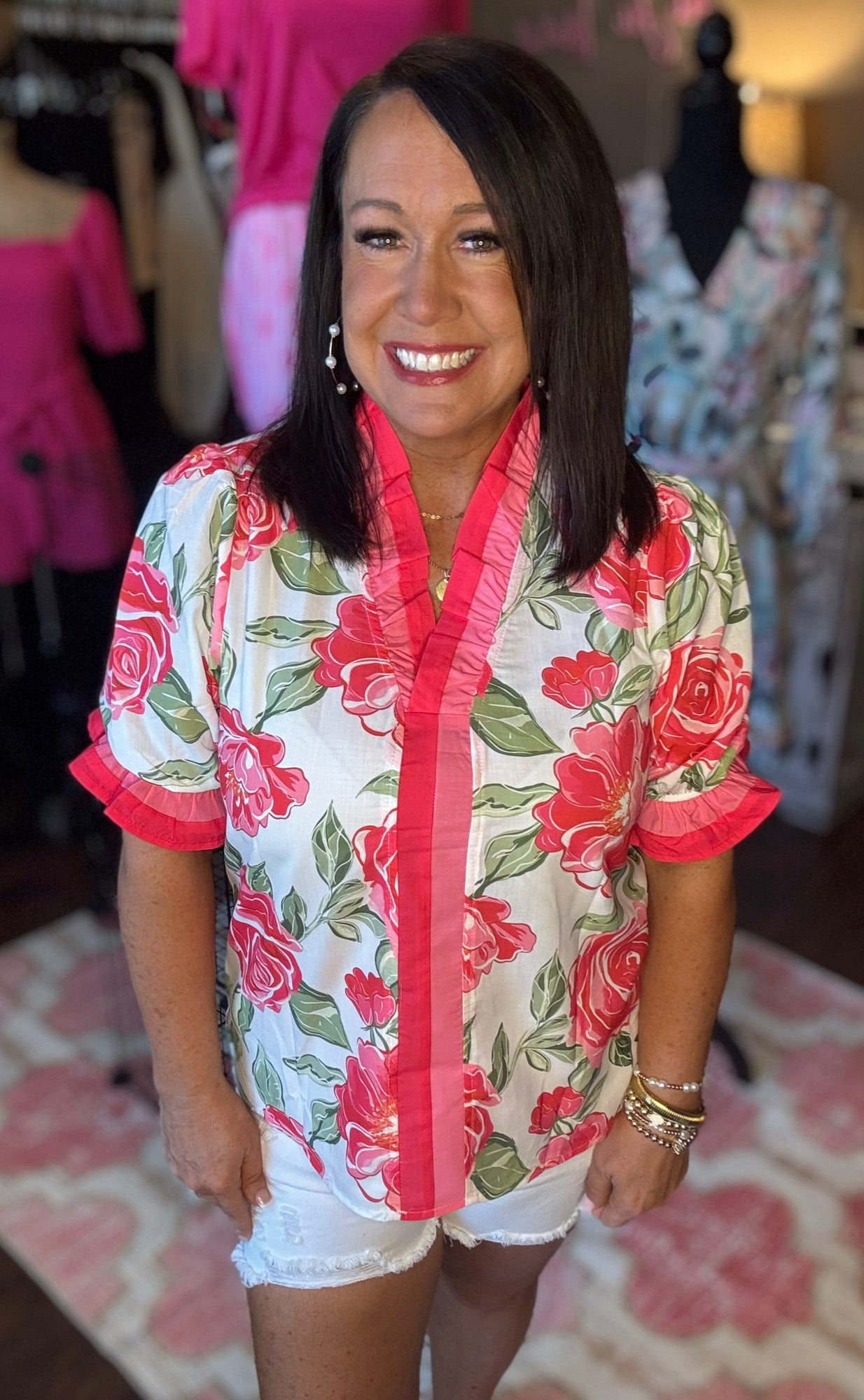 Floral Ruffle Top
