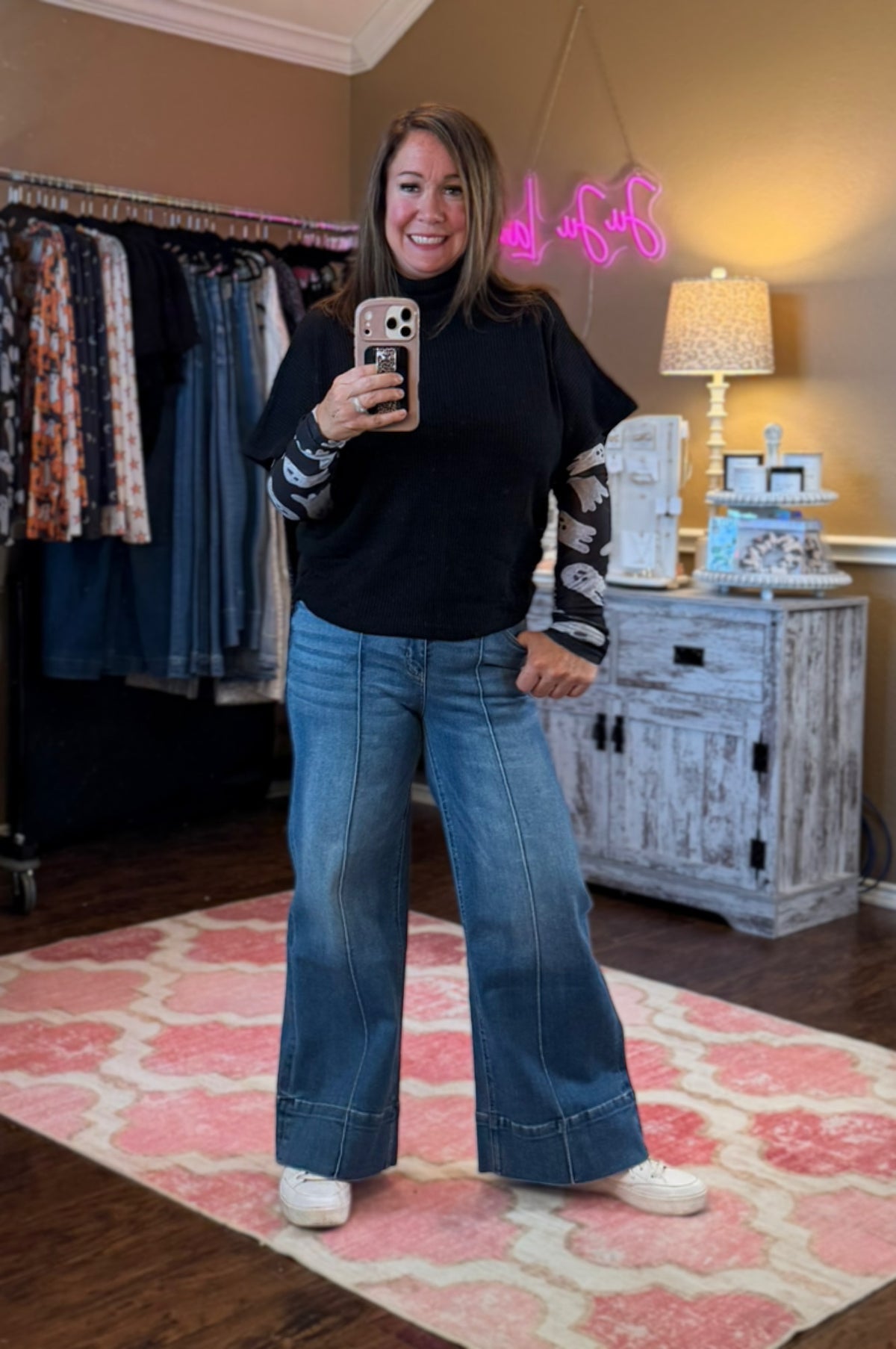 Mock Neck Side Shirred Sweater