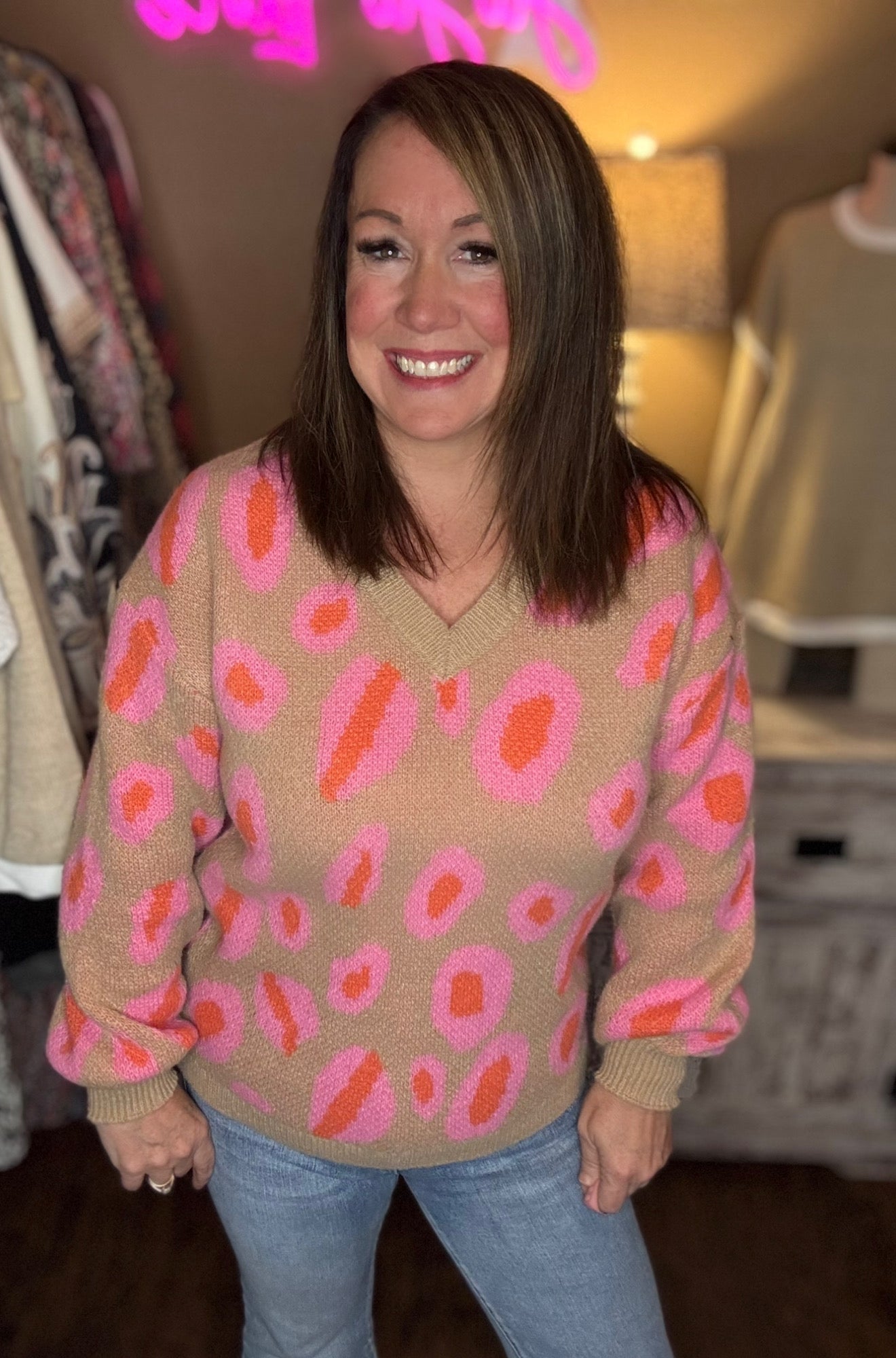Pink Leopard Sweater