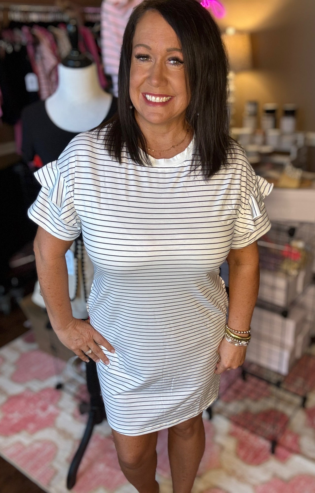 Ruffle Sleeve T-Shirt Shift Dress