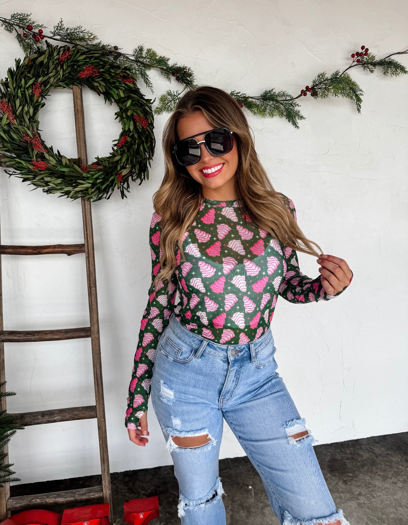 Christmas Mesh Tops