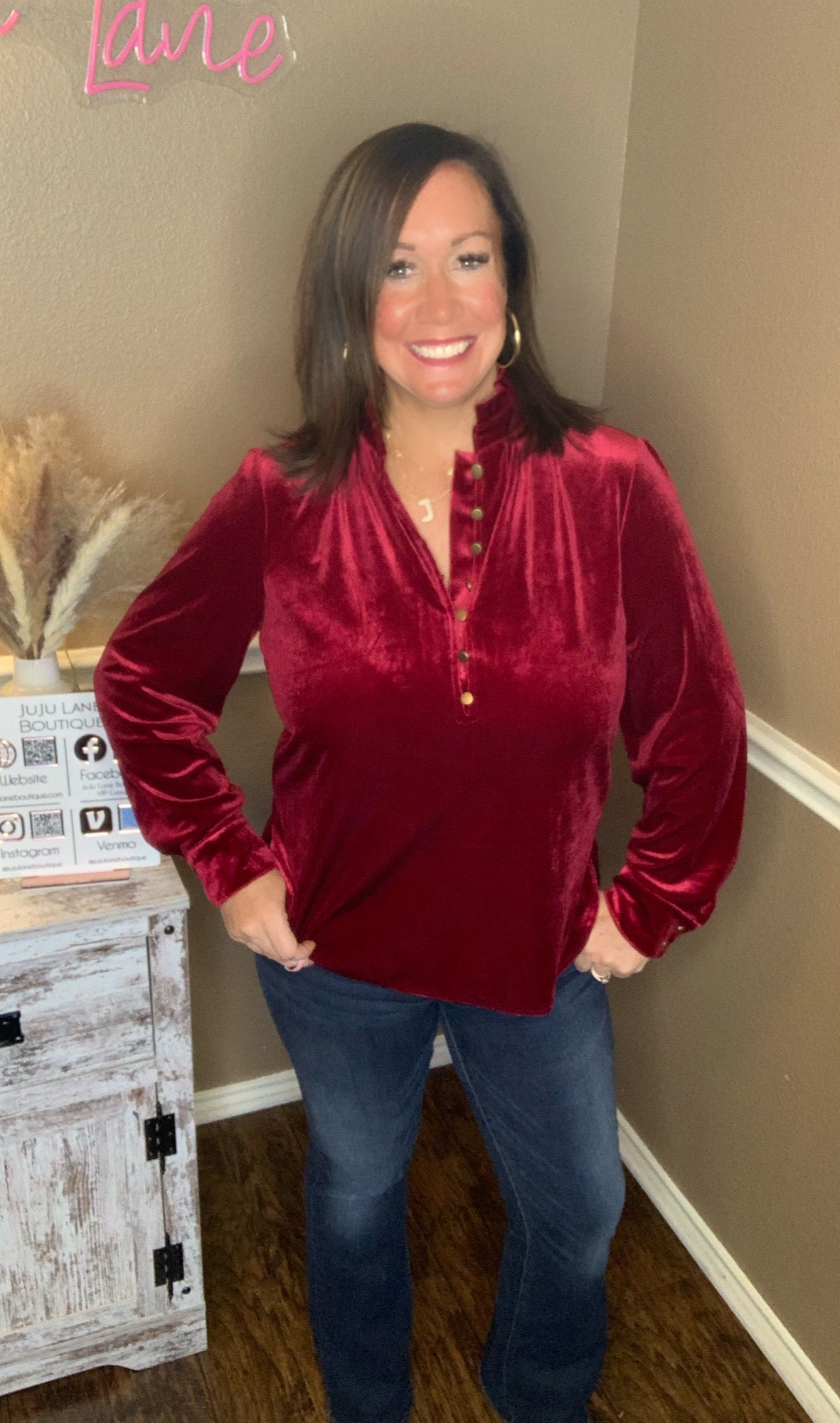 Luxurious Velvet Top - Red
