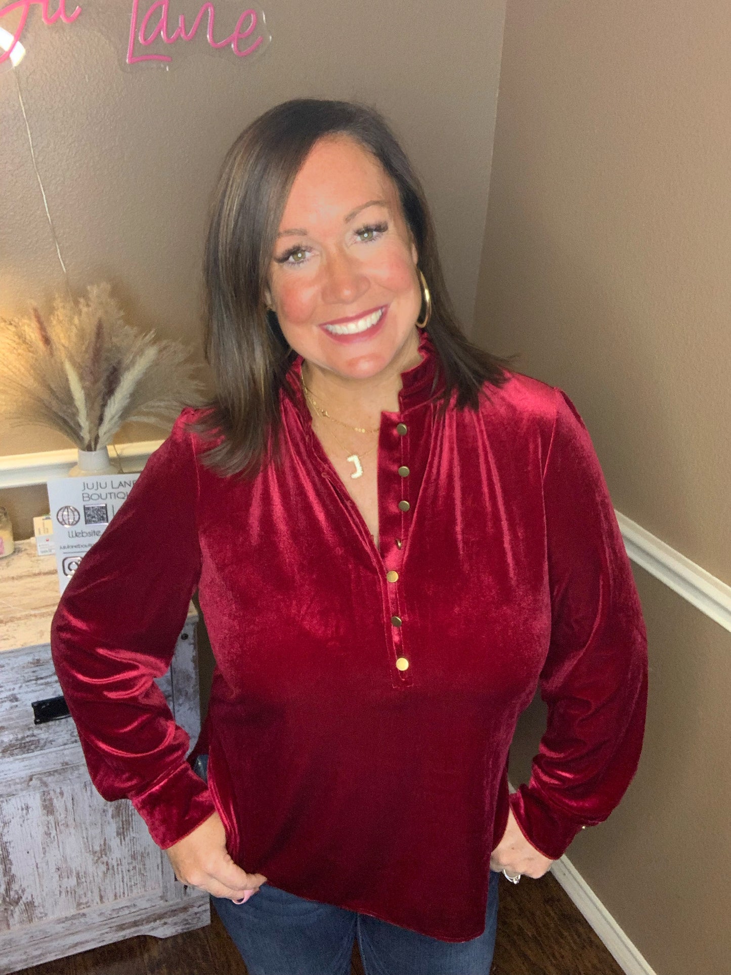 Luxurious Velvet Top - Red