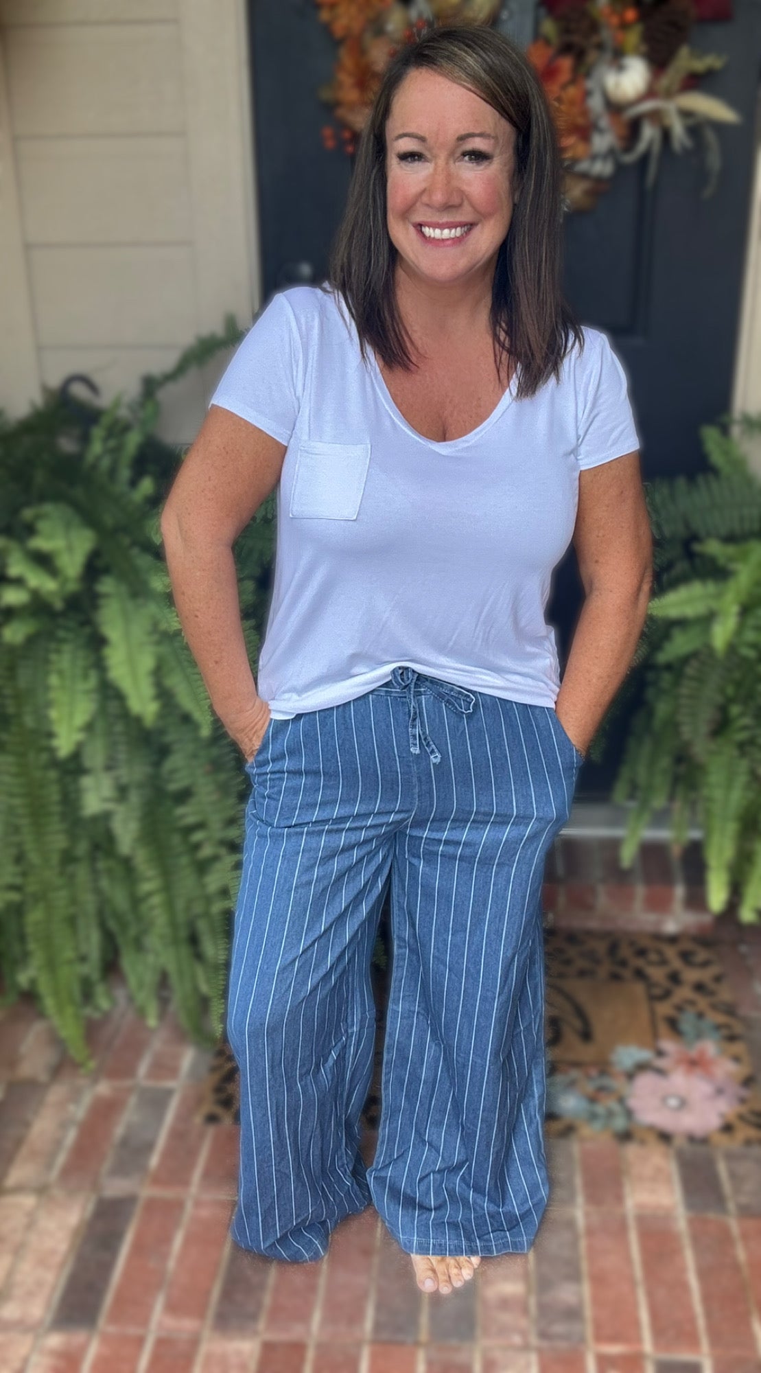 Chambray Wide Leg Pants