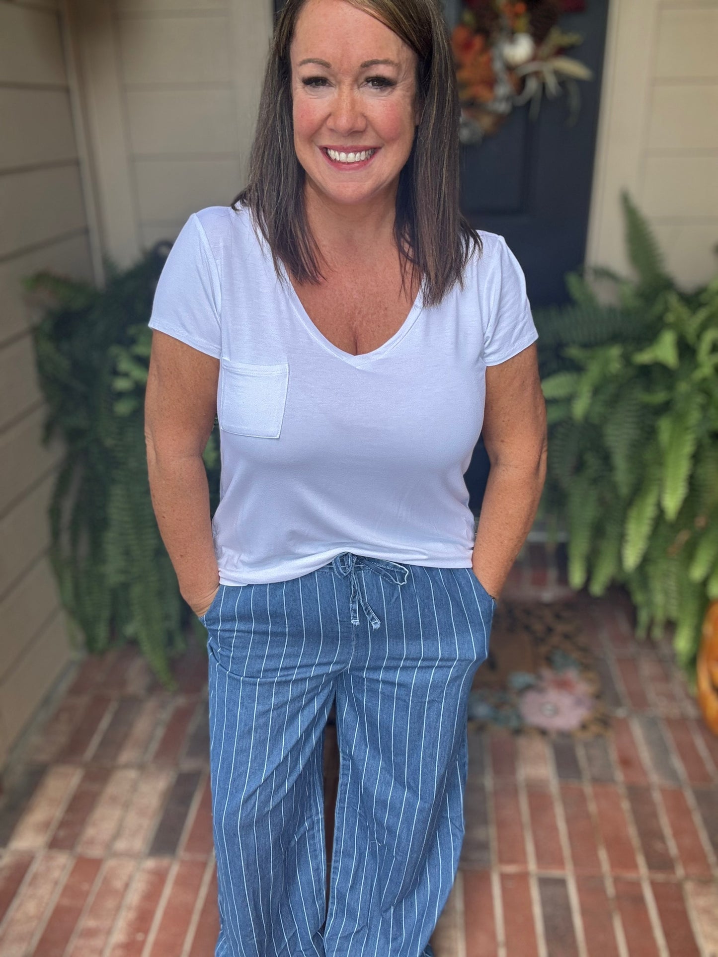Chambray Wide Leg Pants