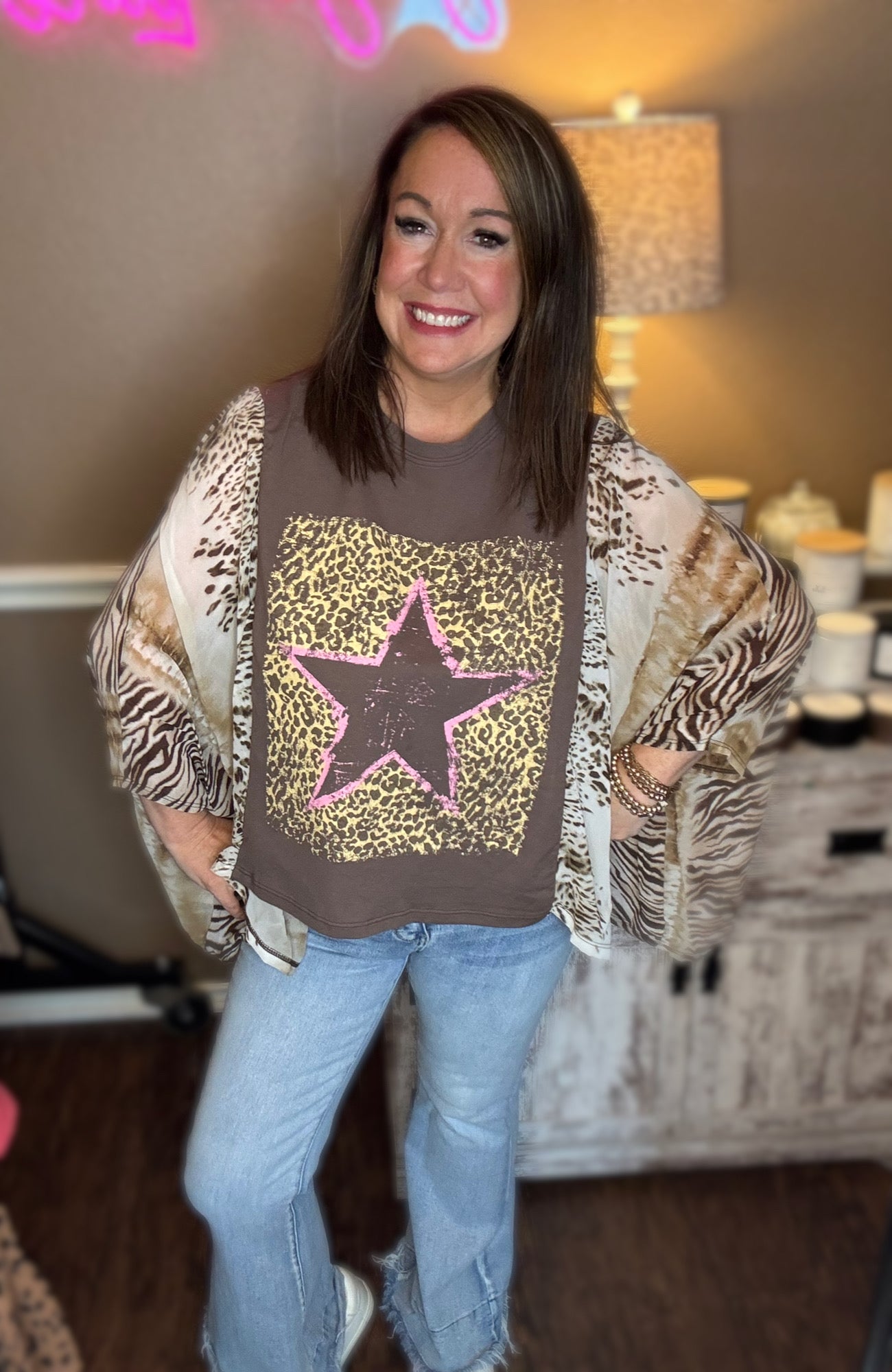 Kaftan Top - Vintage Leopard Star