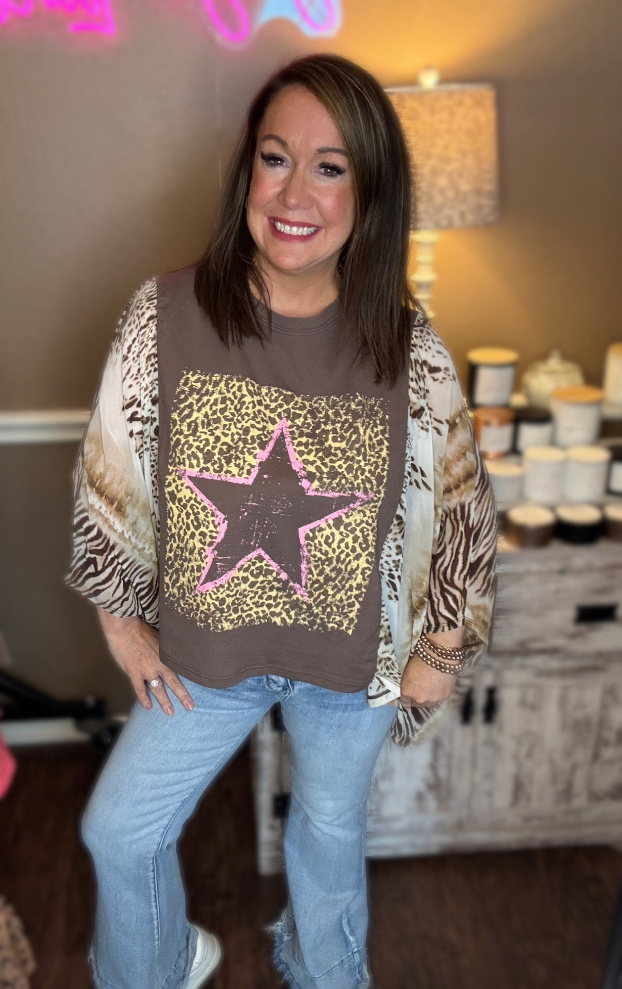 Kaftan Top - Vintage Leopard Star