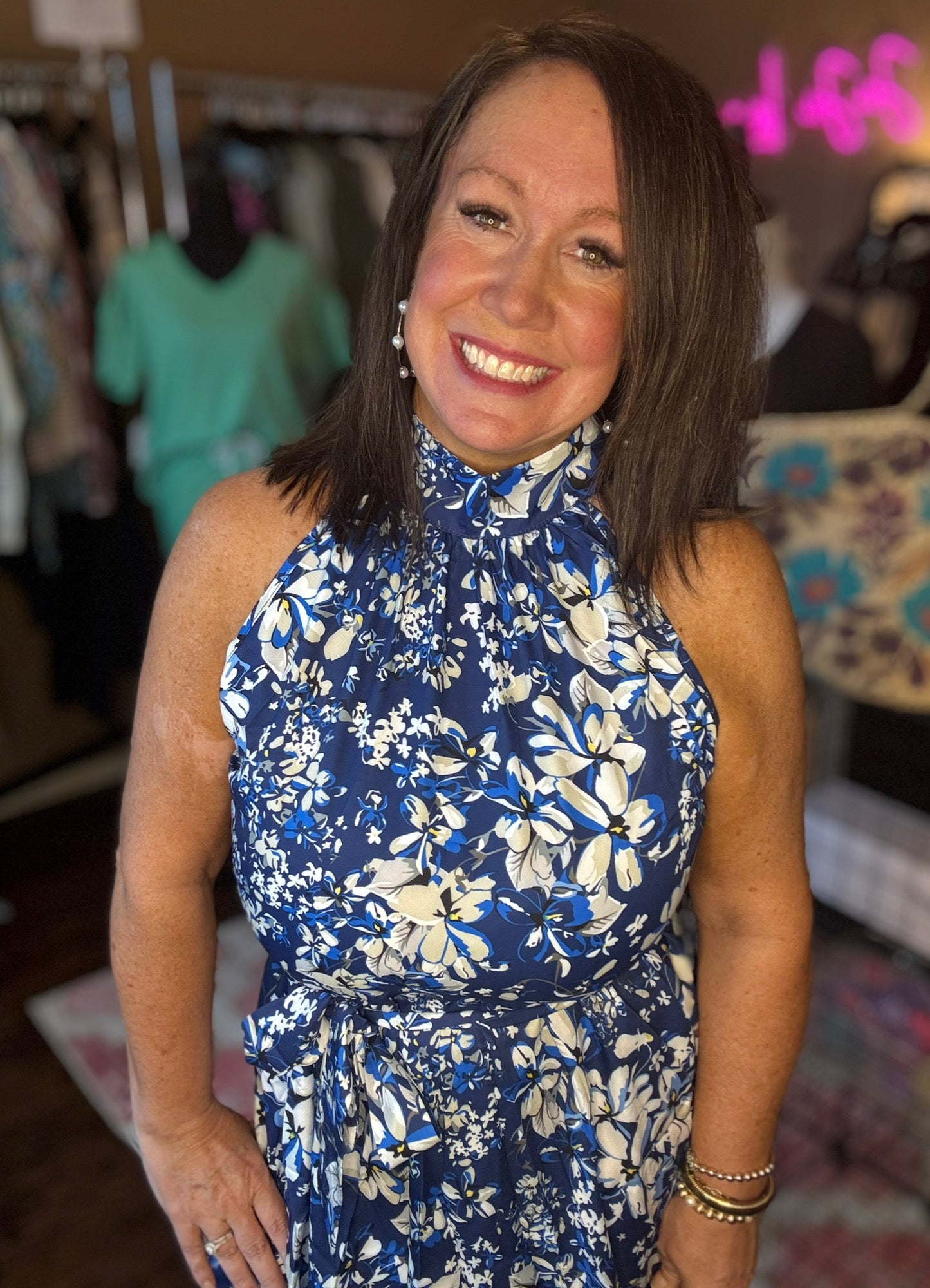 High Neck Floral Dresses