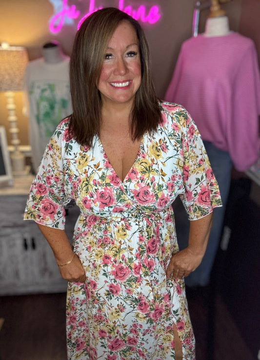 Floral Cinched Waist Dresses