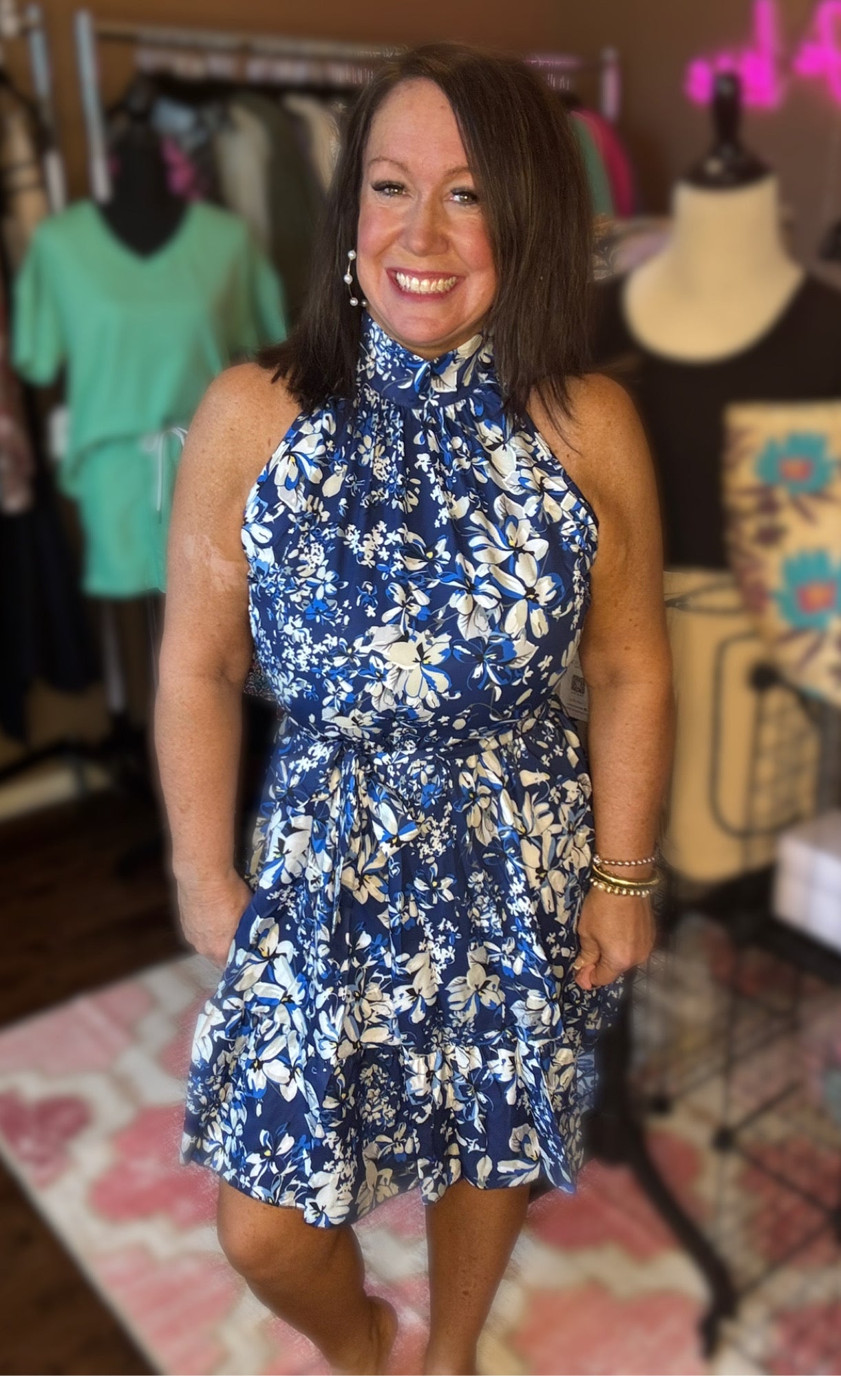 High Neck Floral Dresses