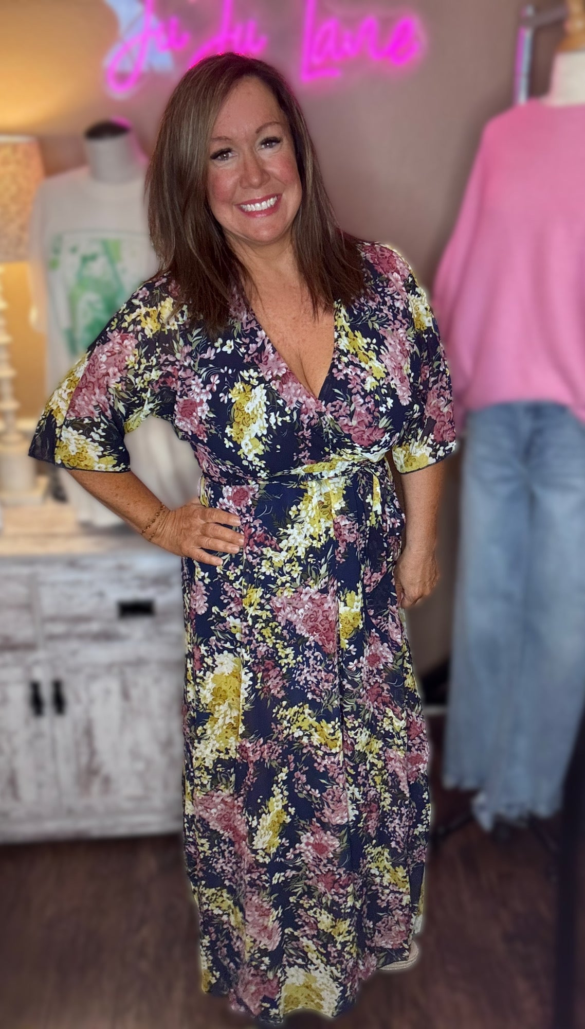 Floral Cinched Waist Dresses