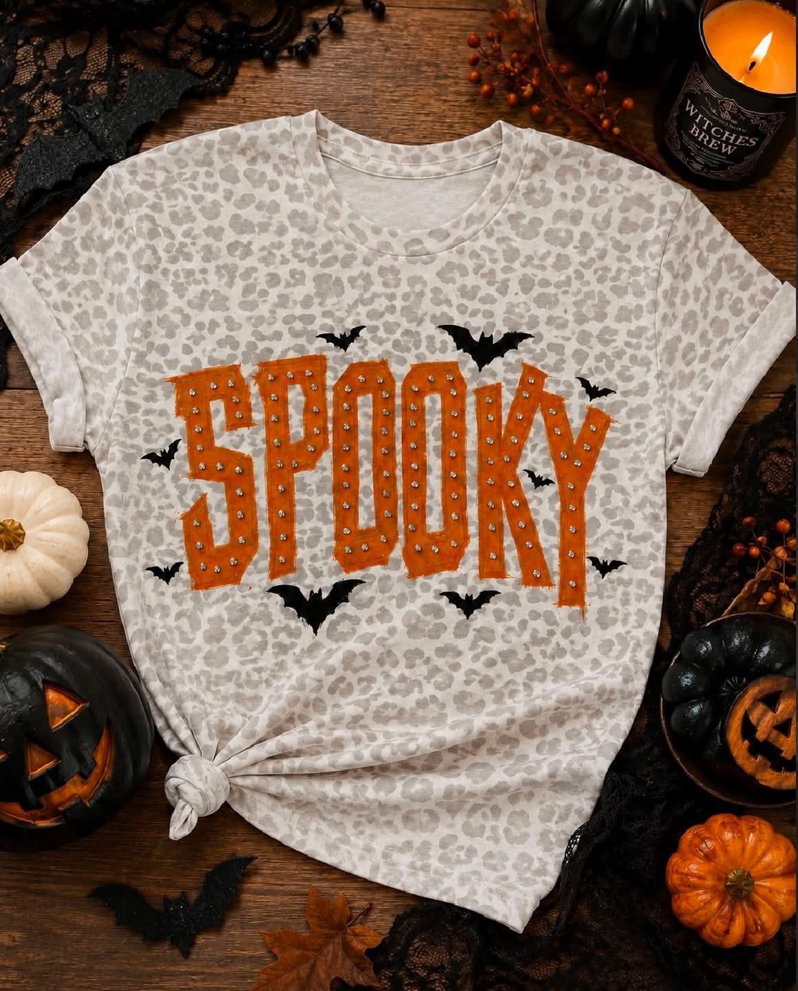 Spooky Leopard Bling Tee Preorder