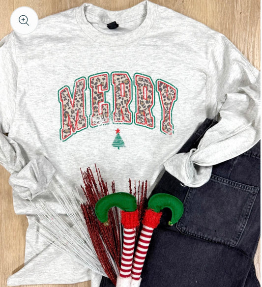 Leopard Merry Long Sleeve Tee