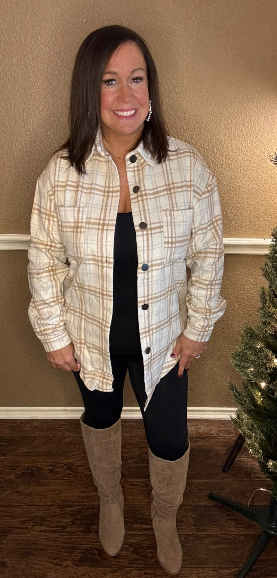 Neutral Flannel Top