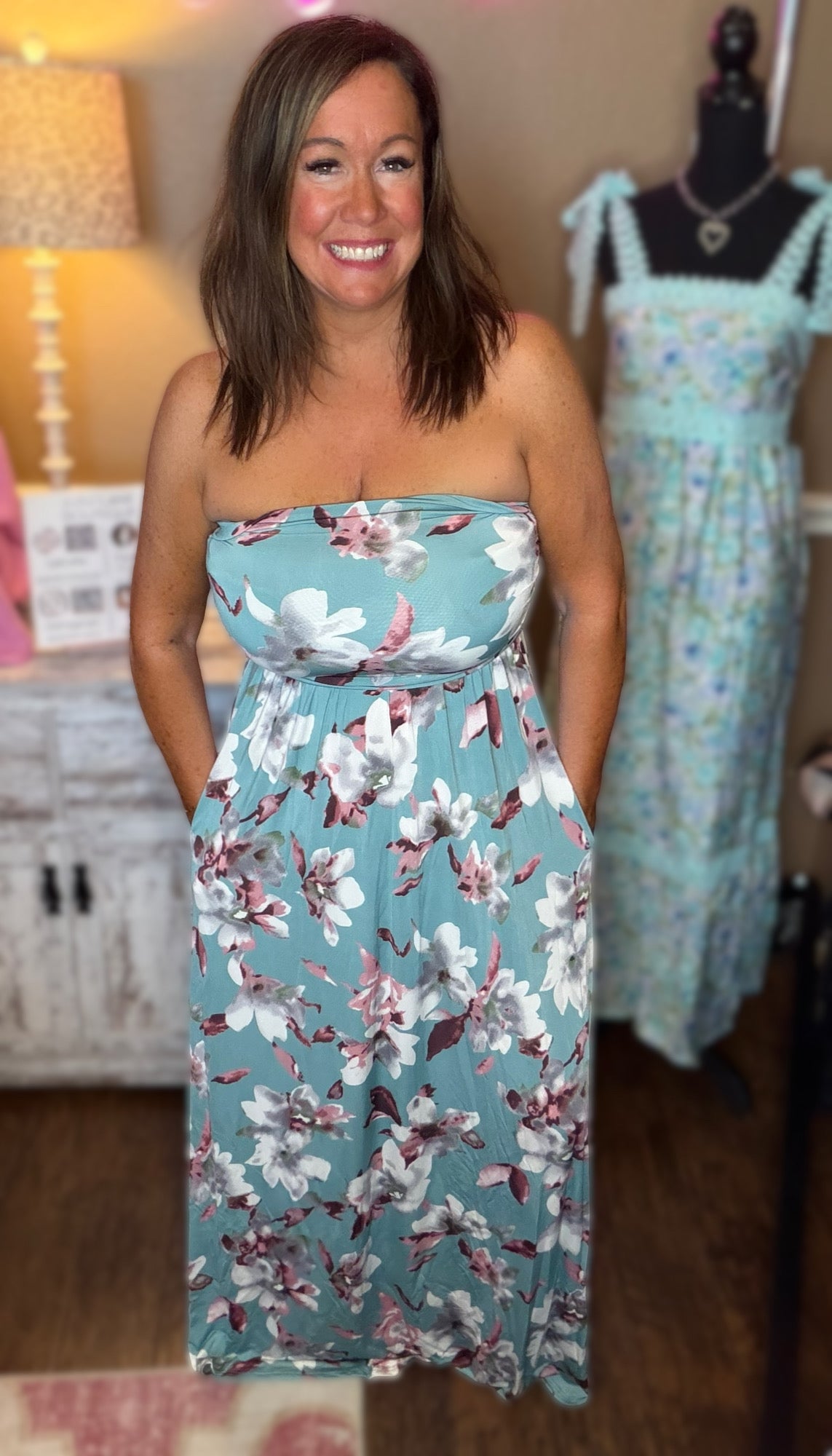 Strapless Floral Maxi Dress