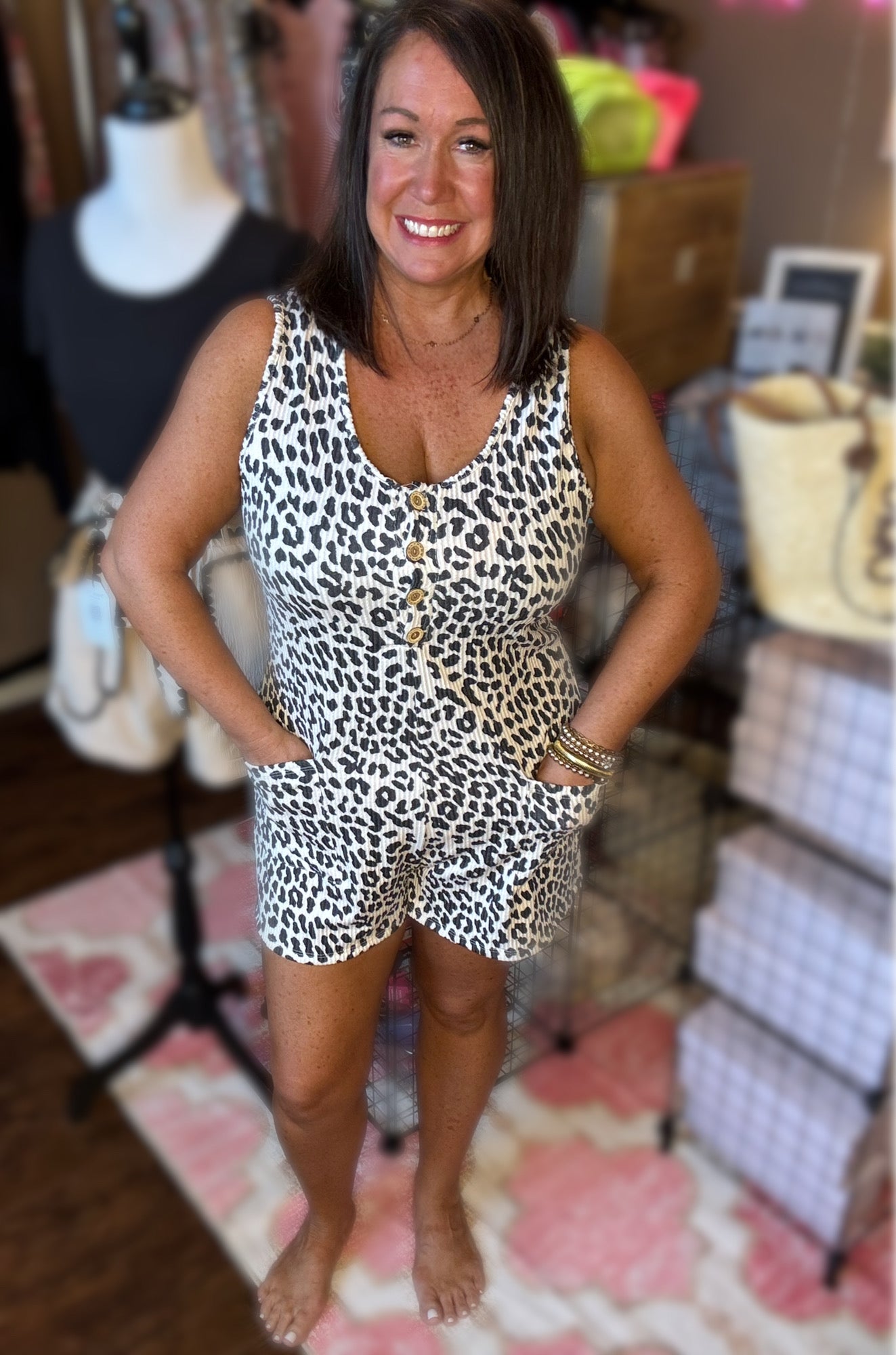 Ribbed Leopard Romper