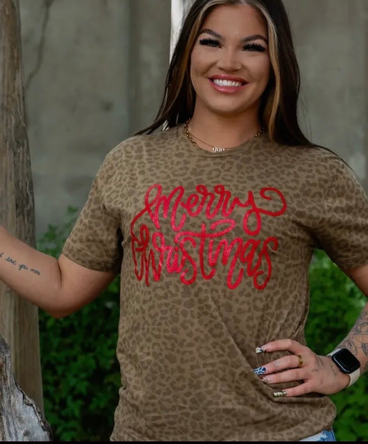 Leopard Merry Christmas Tee