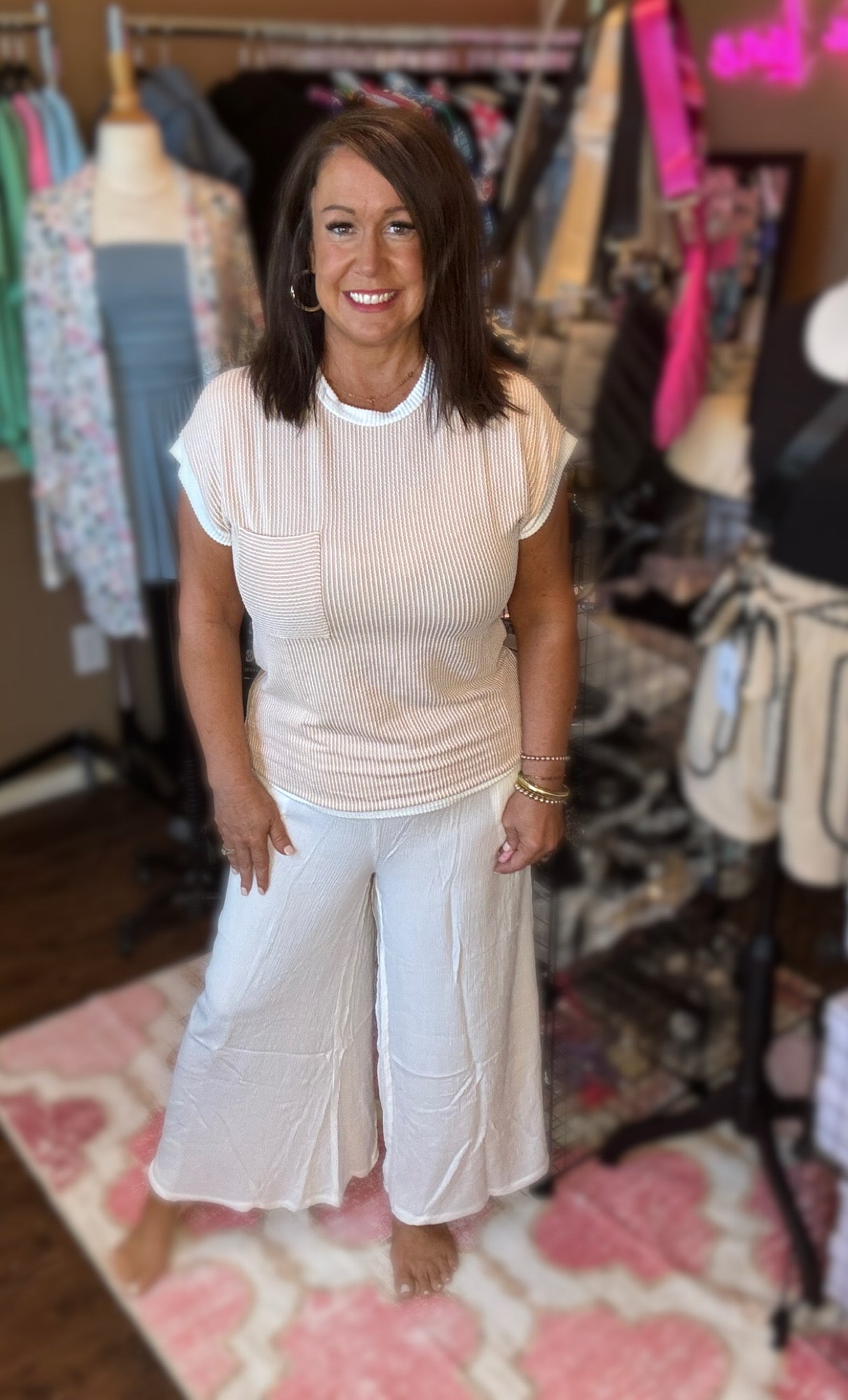 Corded Contrast Top