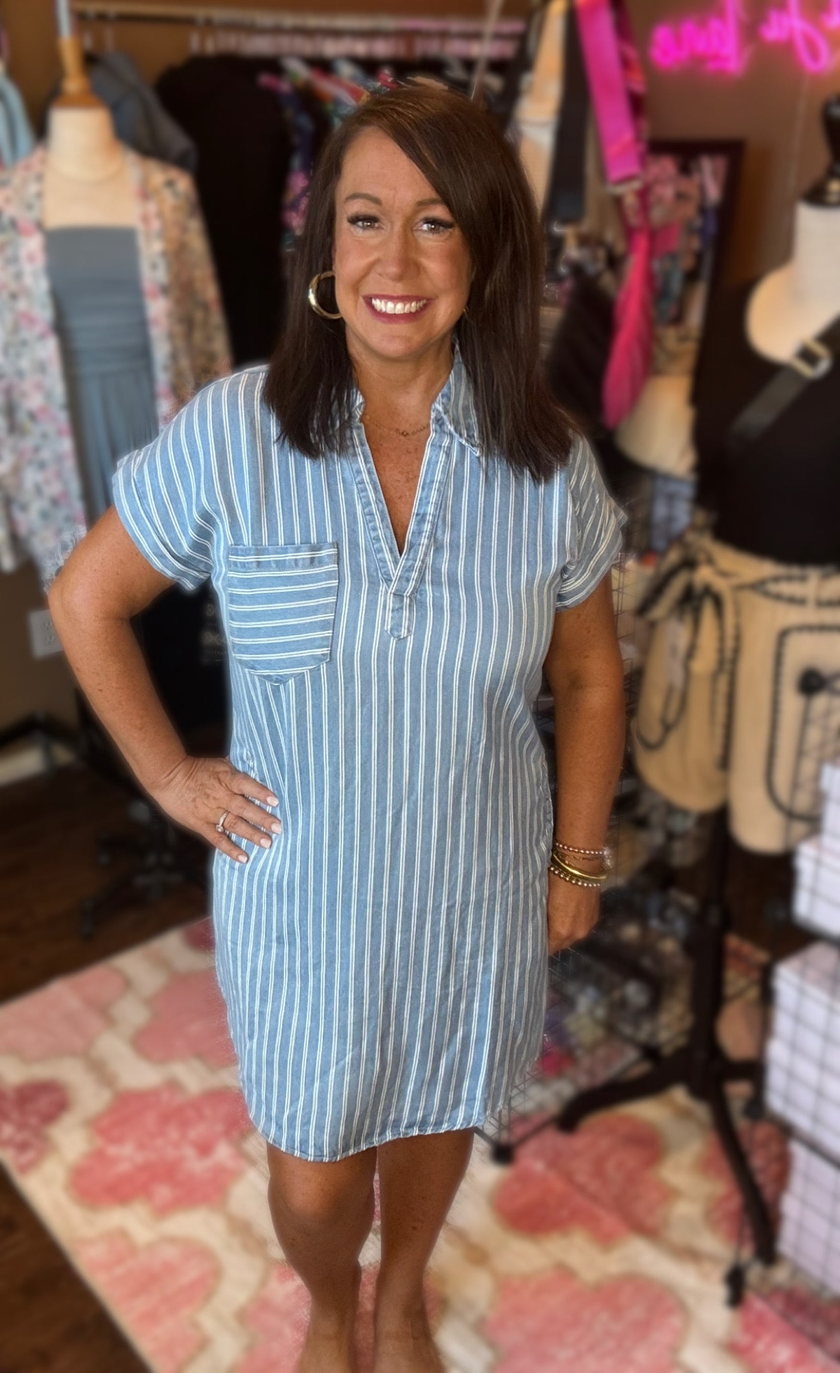 Striped Denim Dress