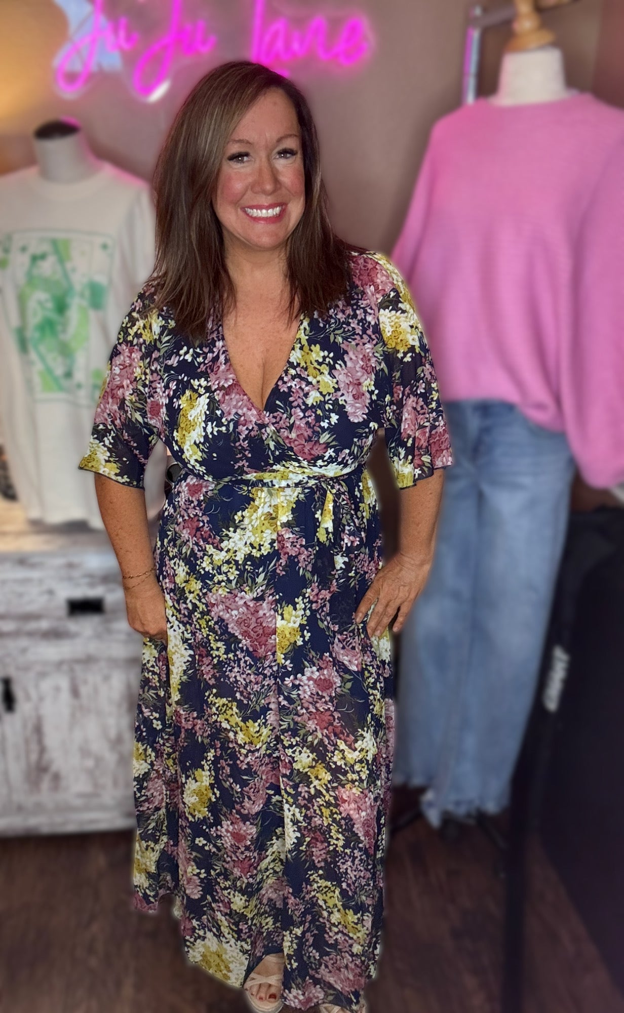 Floral Cinched Waist Dresses