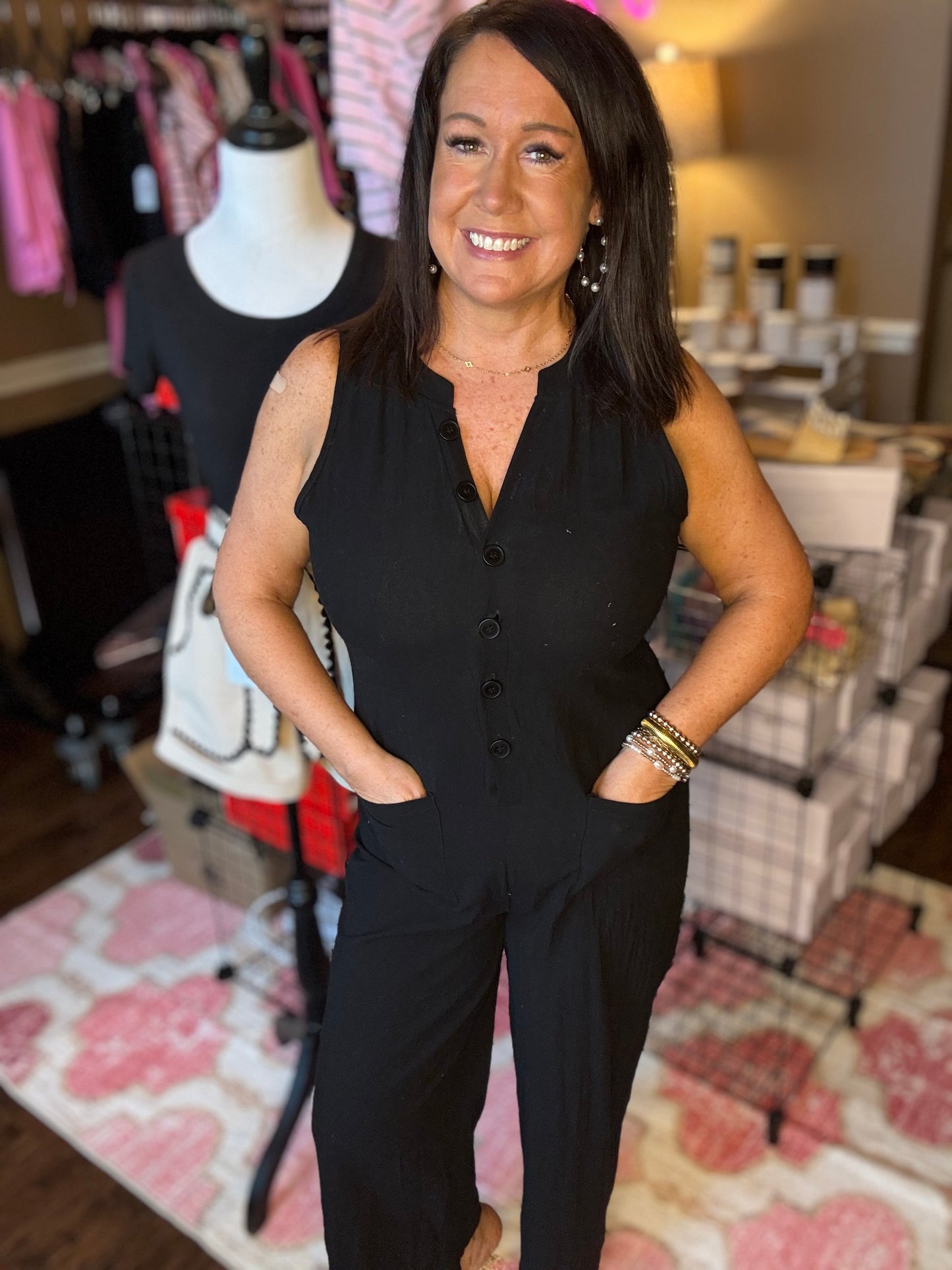Wide Leg Button Jumpsuit
