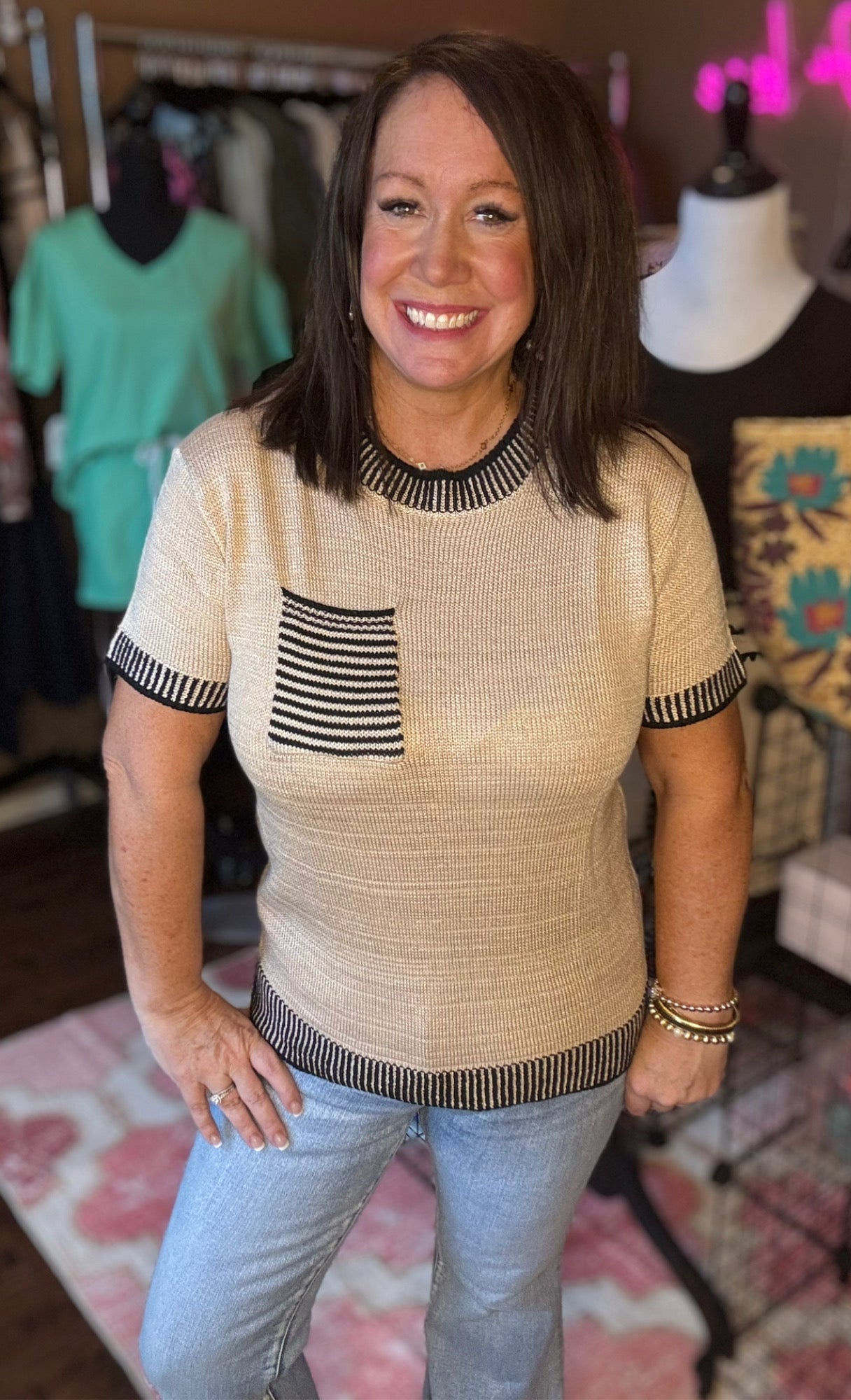Striped Pocket Sweater
