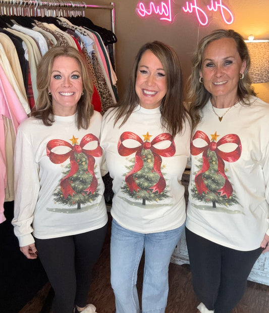 Rhinestone Bow Christmas Tee