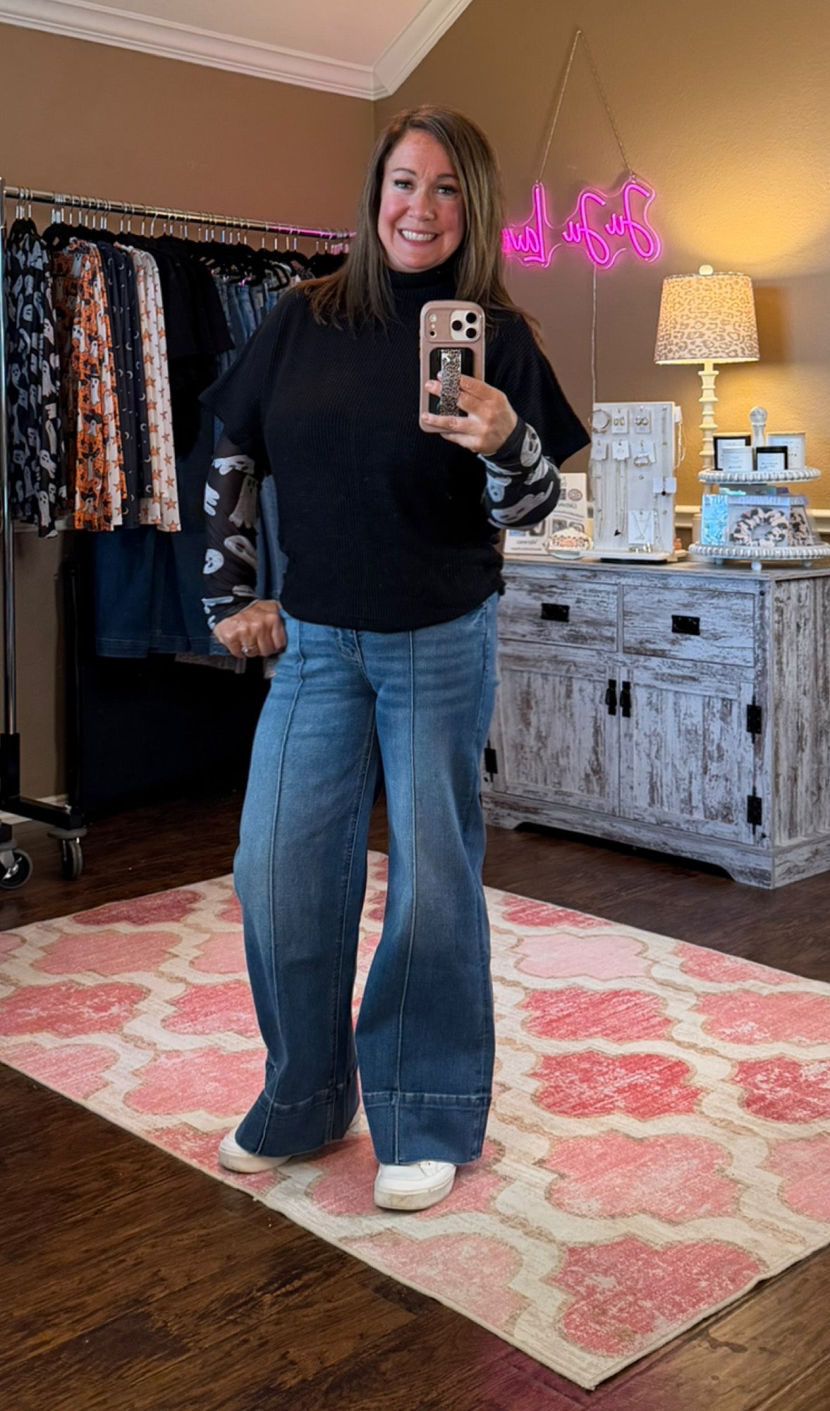 Wide Leg Pintuck Jeans