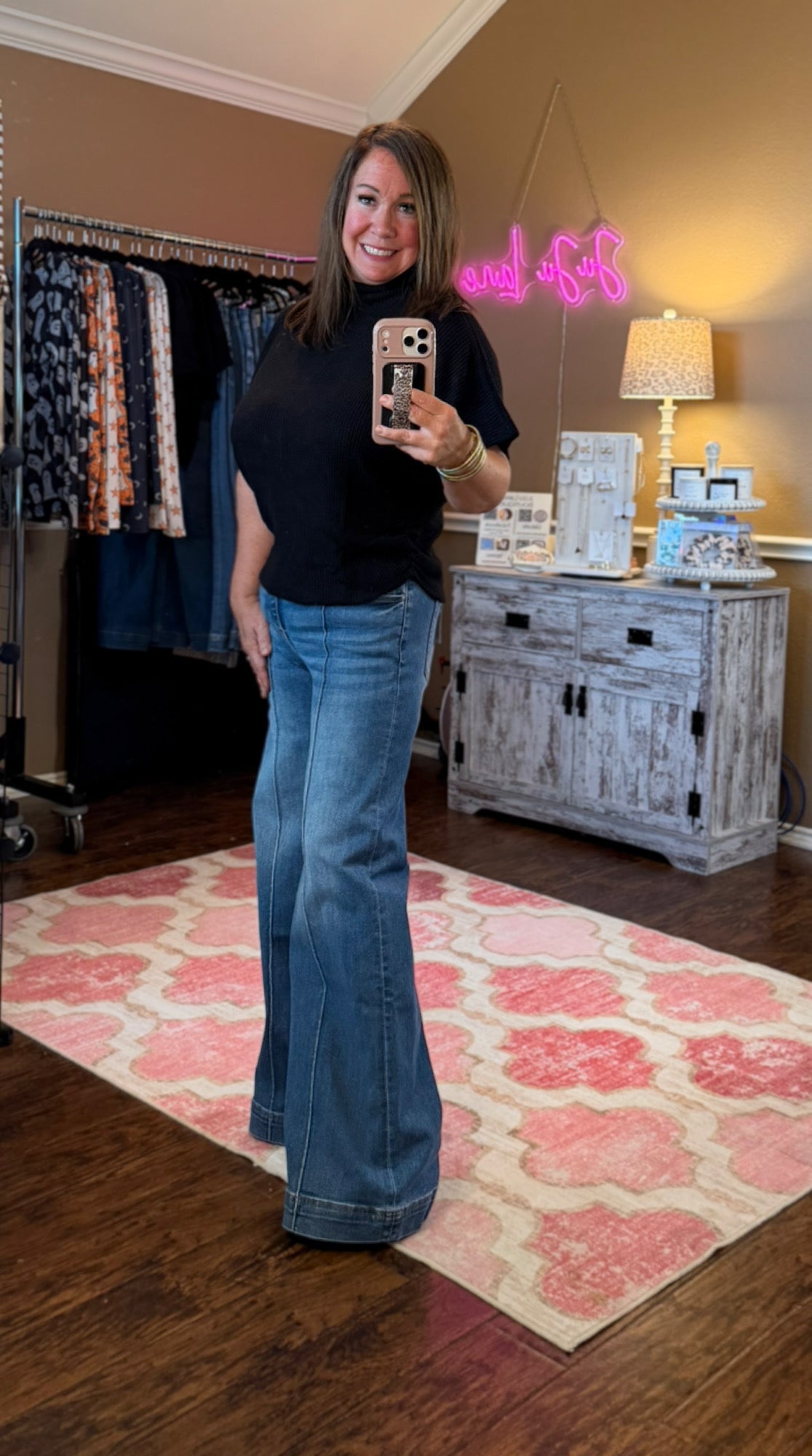 Wide Leg Pintuck Jeans