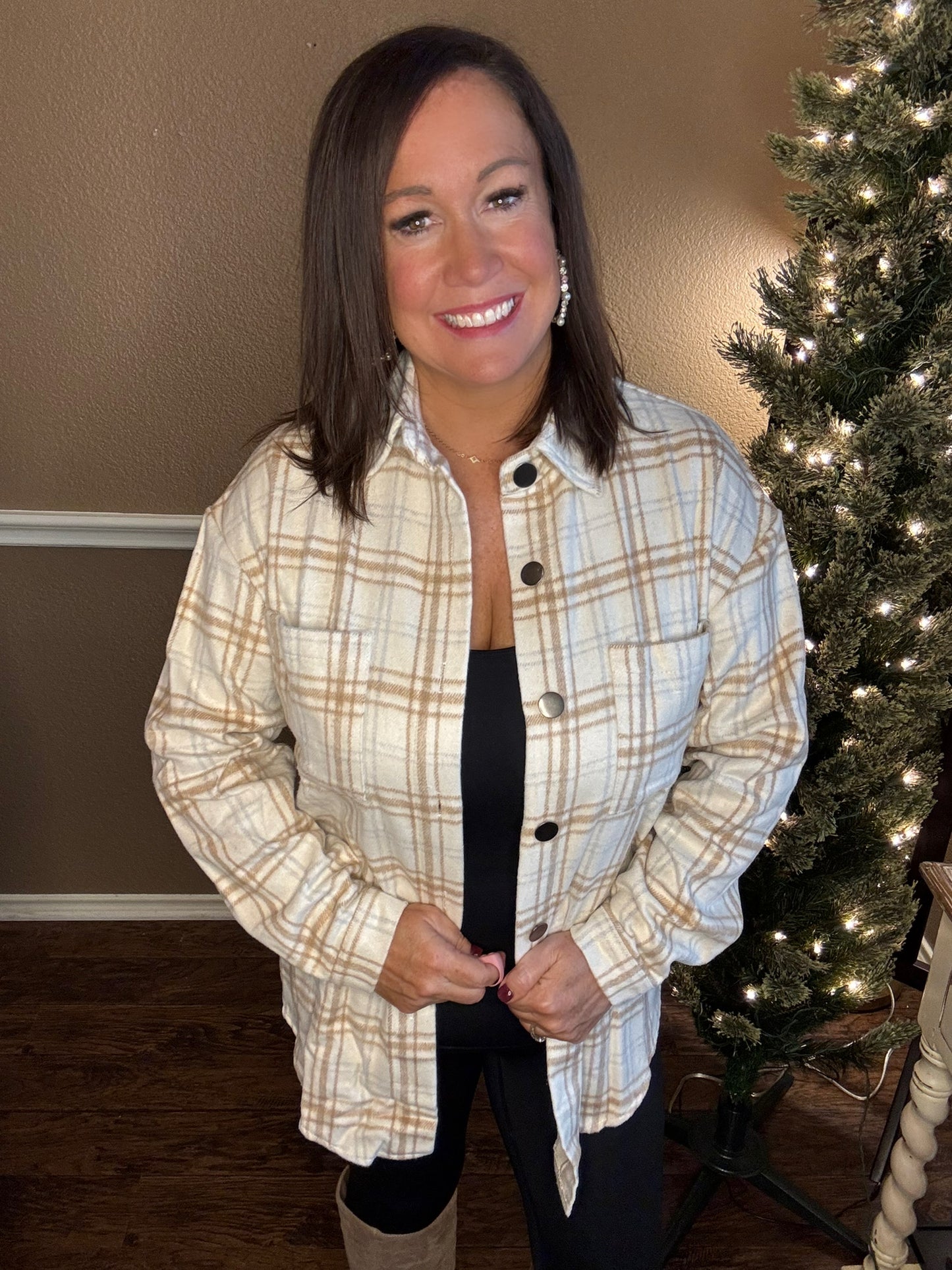 Neutral Flannel Top