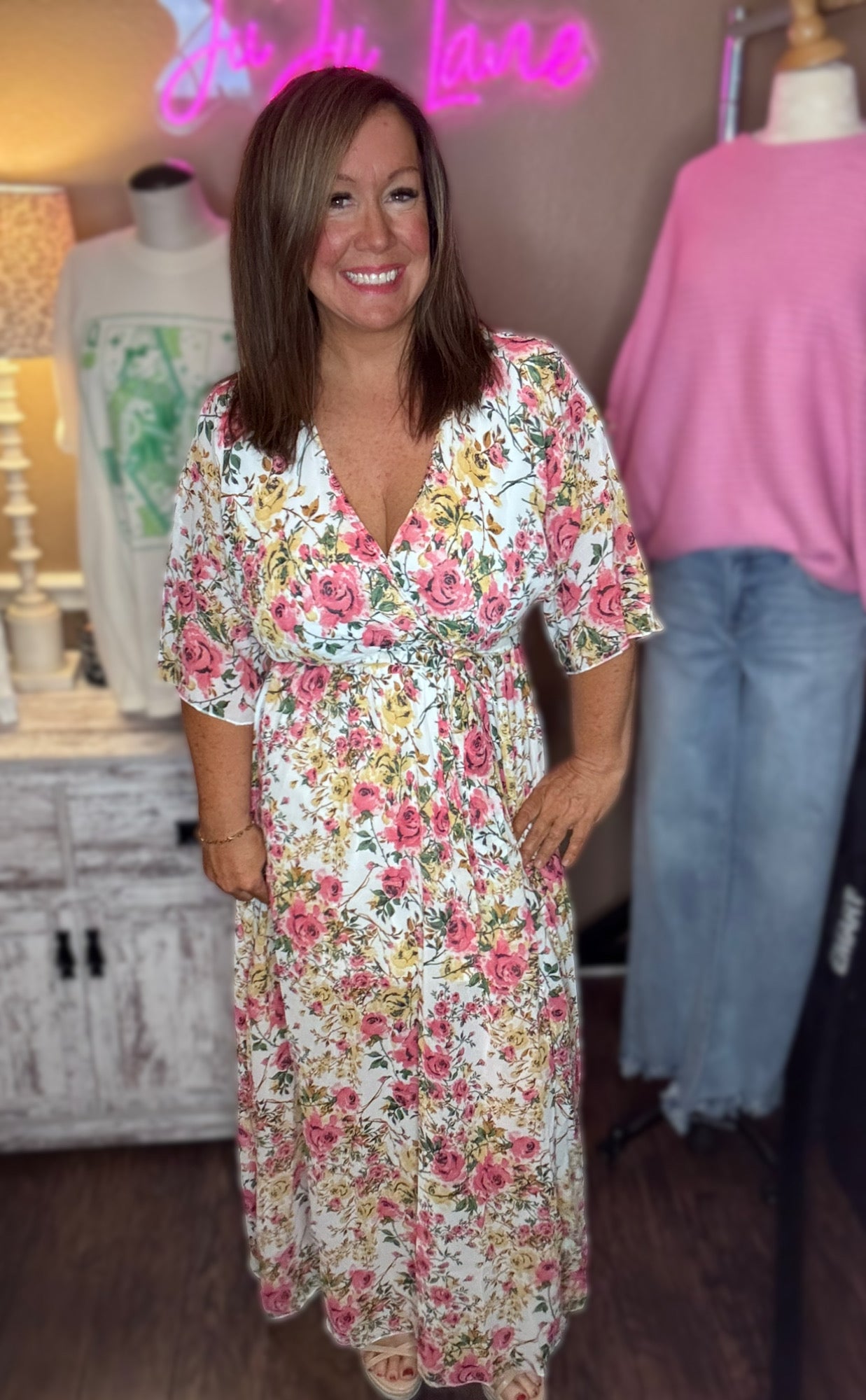 Floral Cinched Waist Dresses