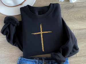 Gold Glitter Cross Sweatshirt