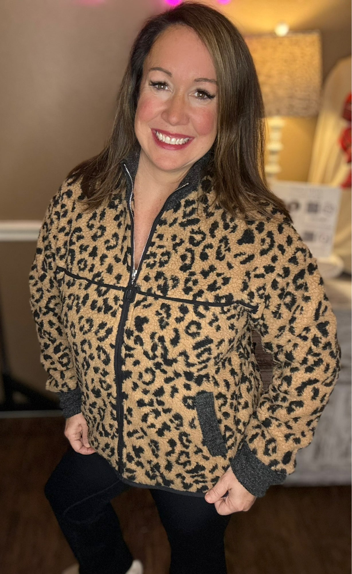 Leopard Sherpa Jacket