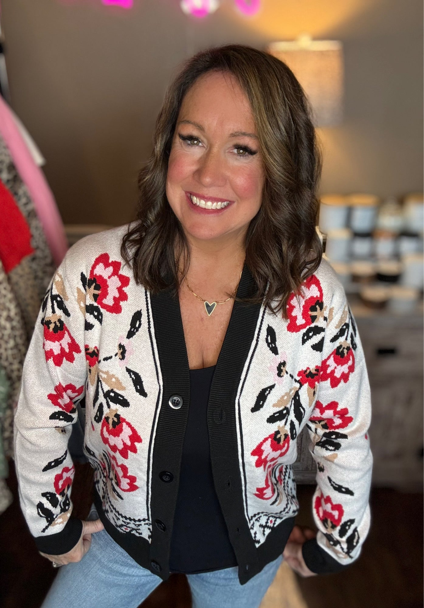 Floral Cardigan Sweater