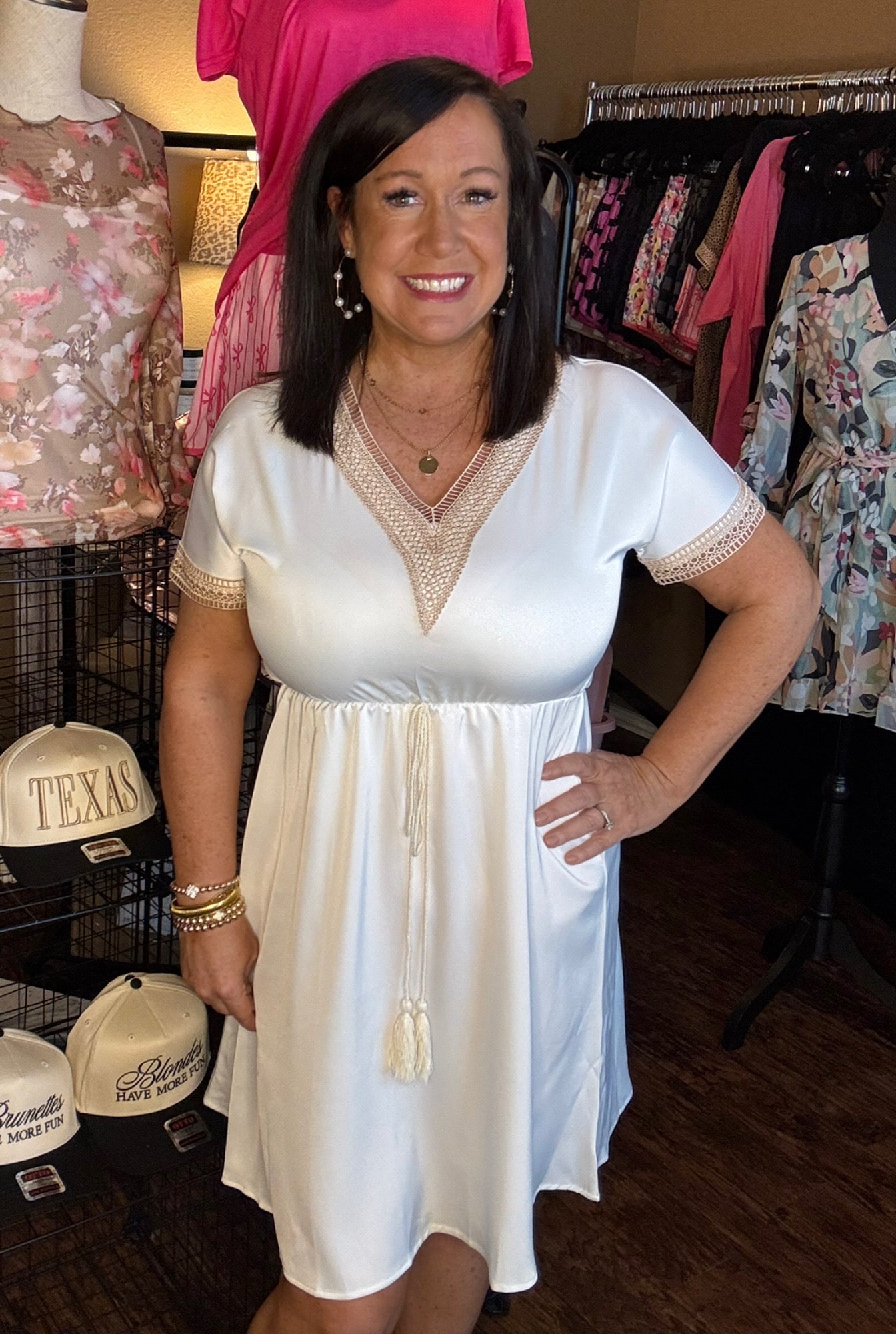 Crochet Lace Trim Dress White / Medium